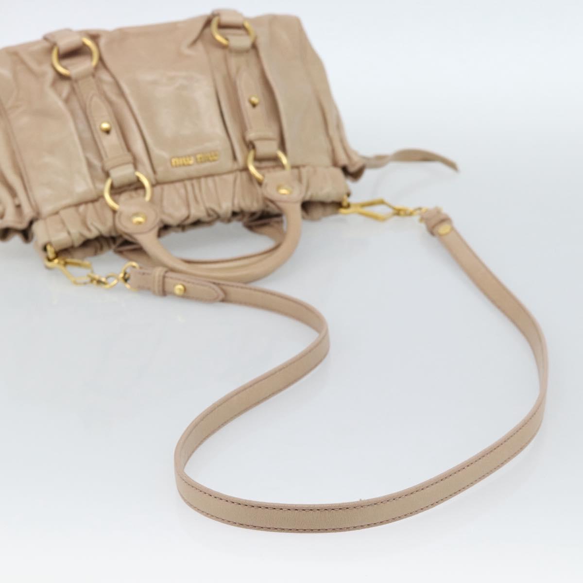 Miu Miu Tote Bag Leather 2way Pink Gold Auth 184811SAV