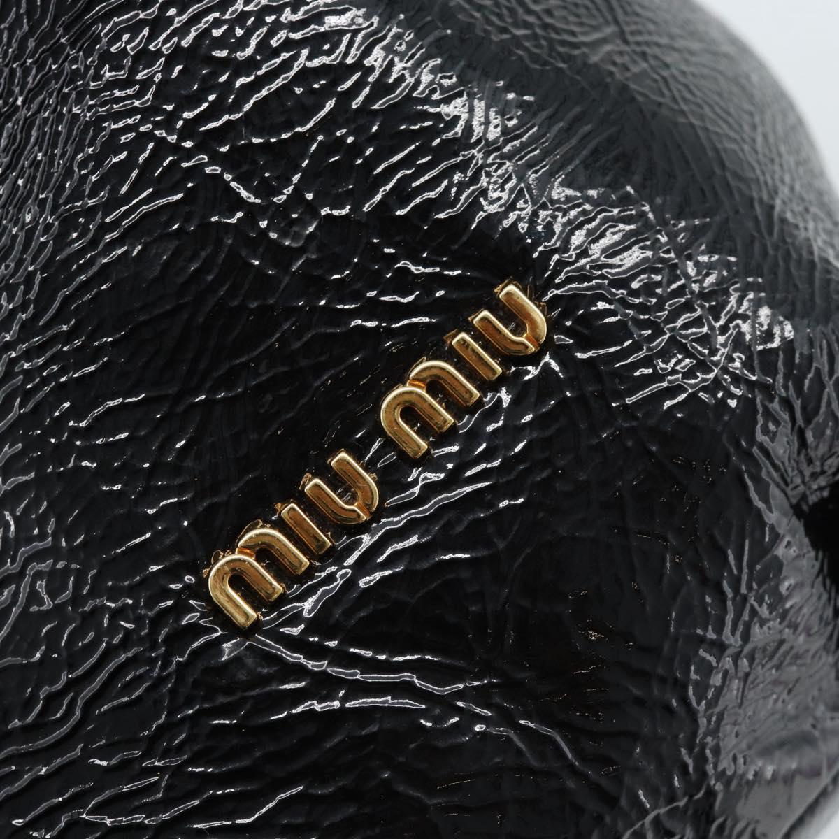 Miu Miu Tote Bag Patent leather Navy Gold Auth 184812A