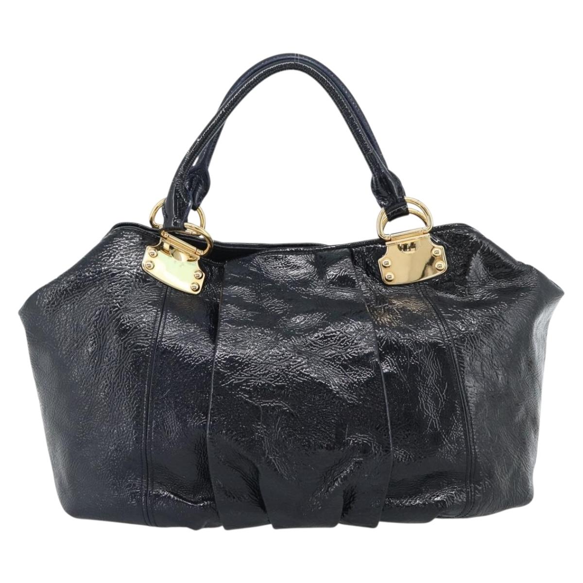 Miu Miu Tote Bag Patent leather Navy Gold Auth 184812A