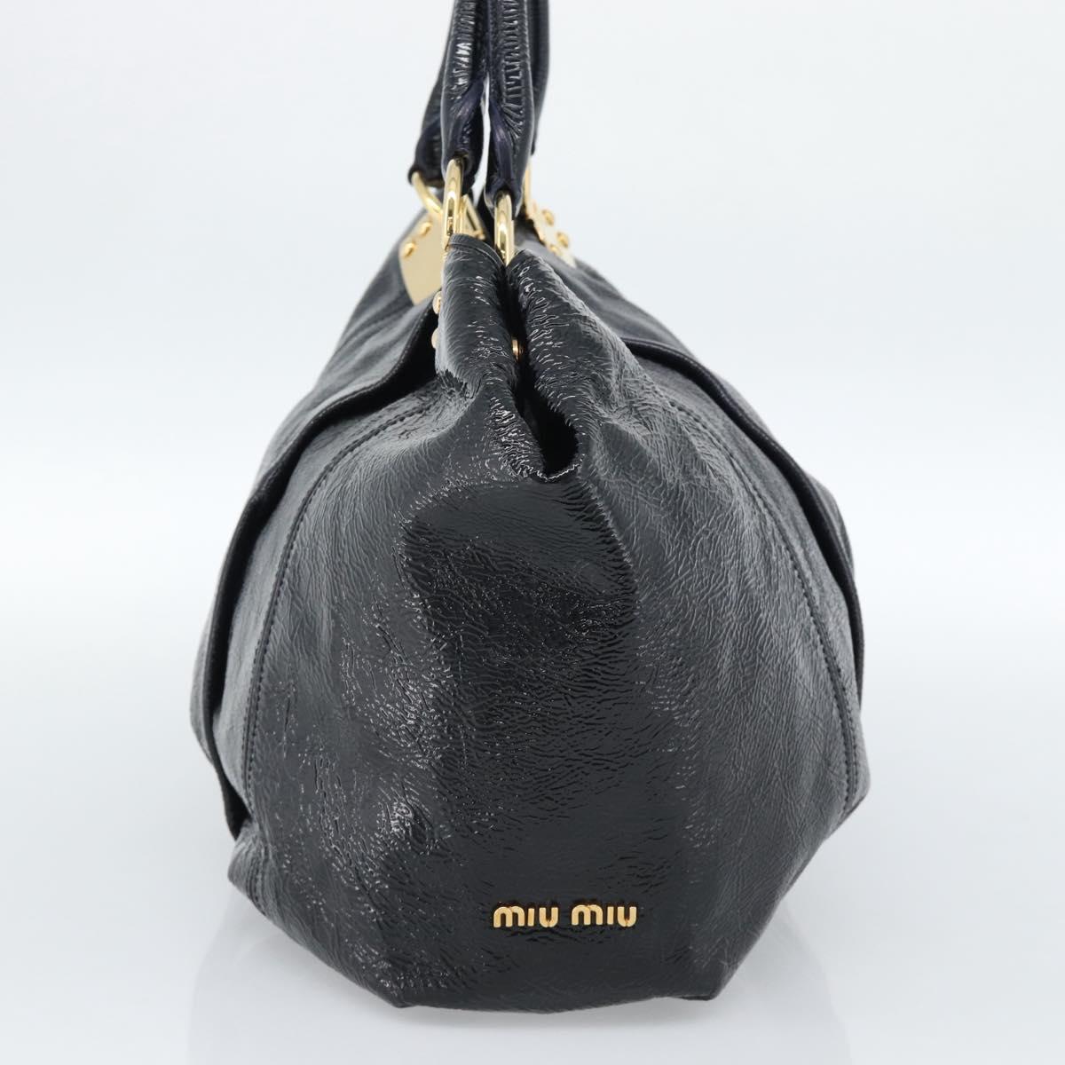 Miu Miu Tote Bag Patent leather Navy Gold Auth 184812A