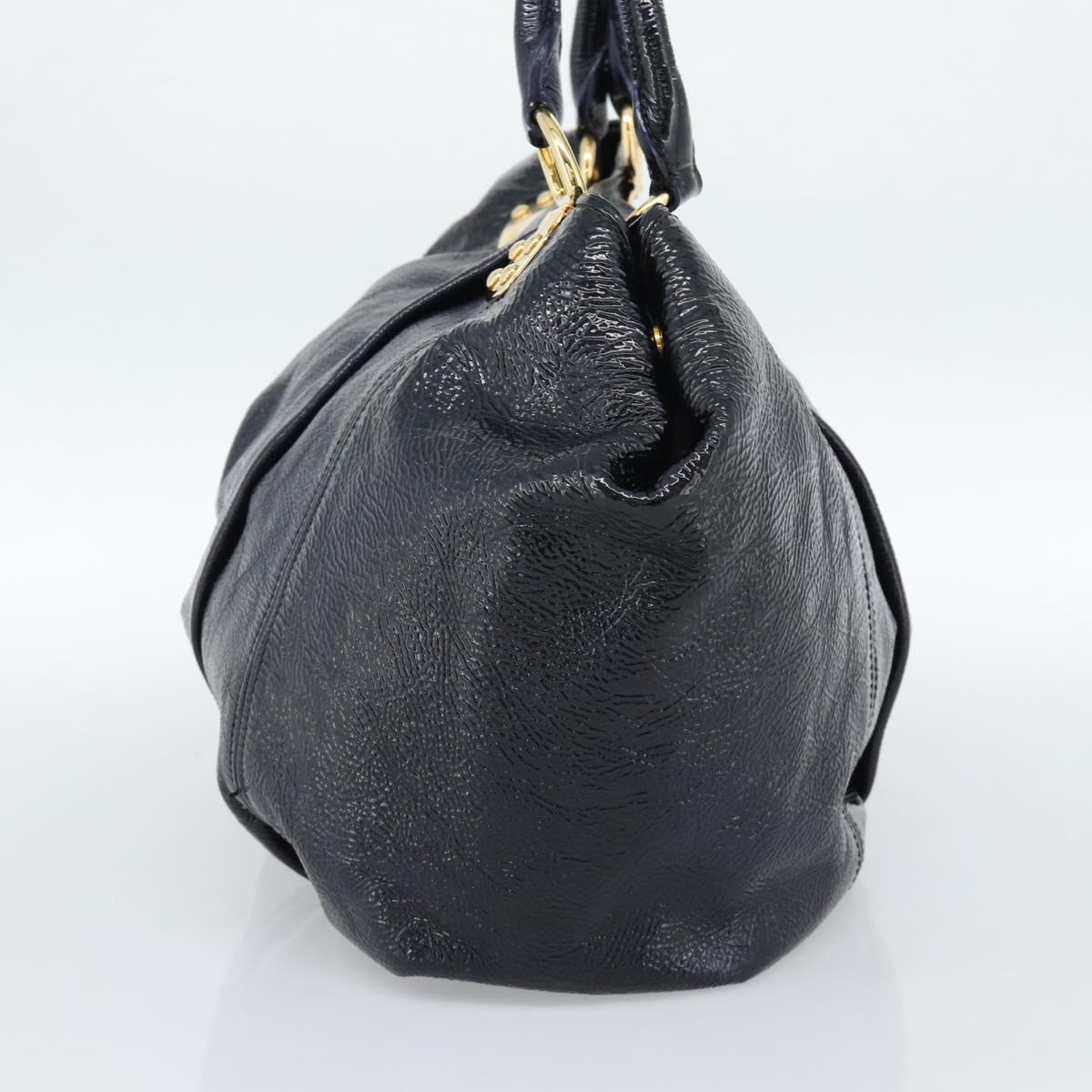 Miu Miu Tote Bag Patent leather Navy Gold Auth 184812A