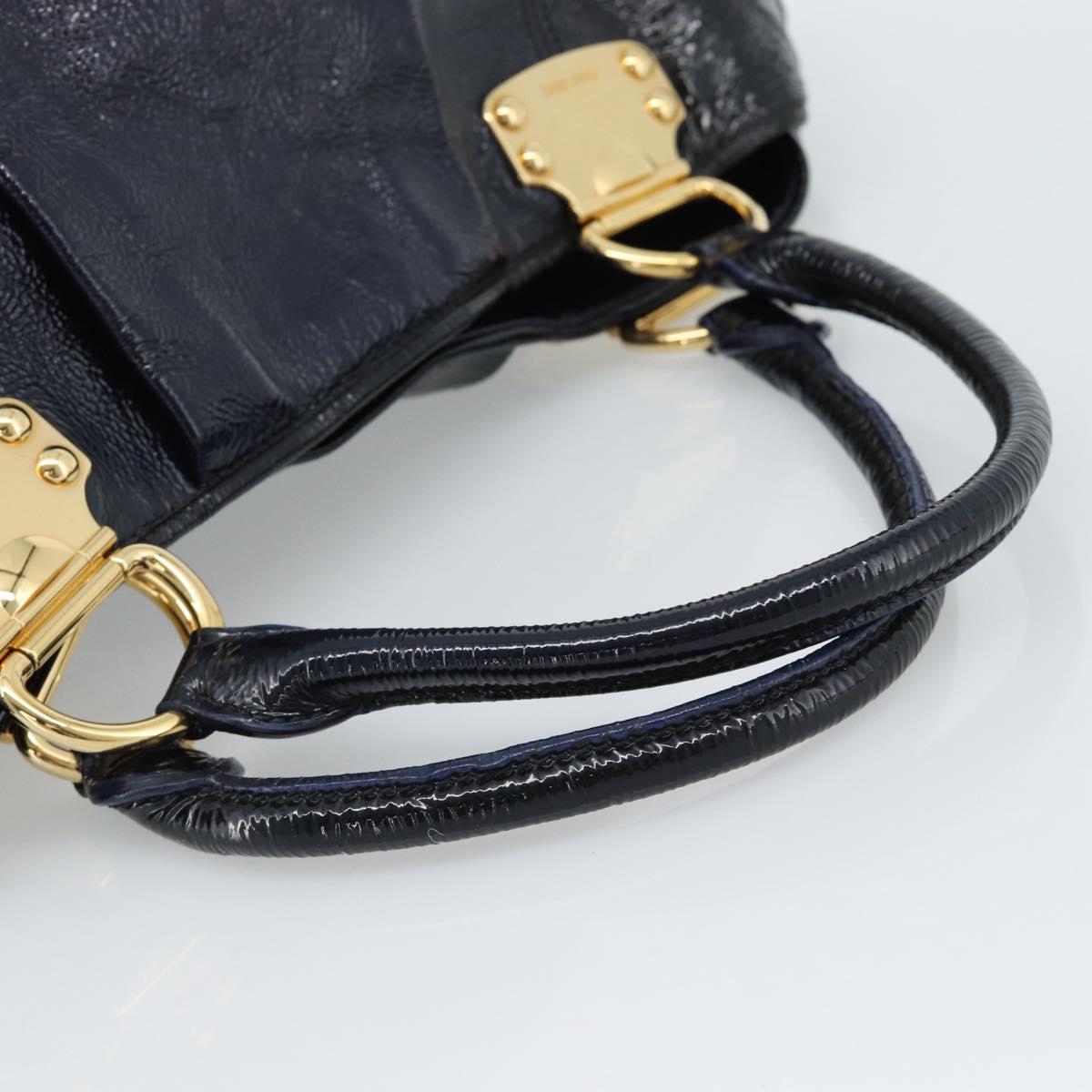 Miu Miu Tote Bag Patent leather Navy Gold Auth 184812A
