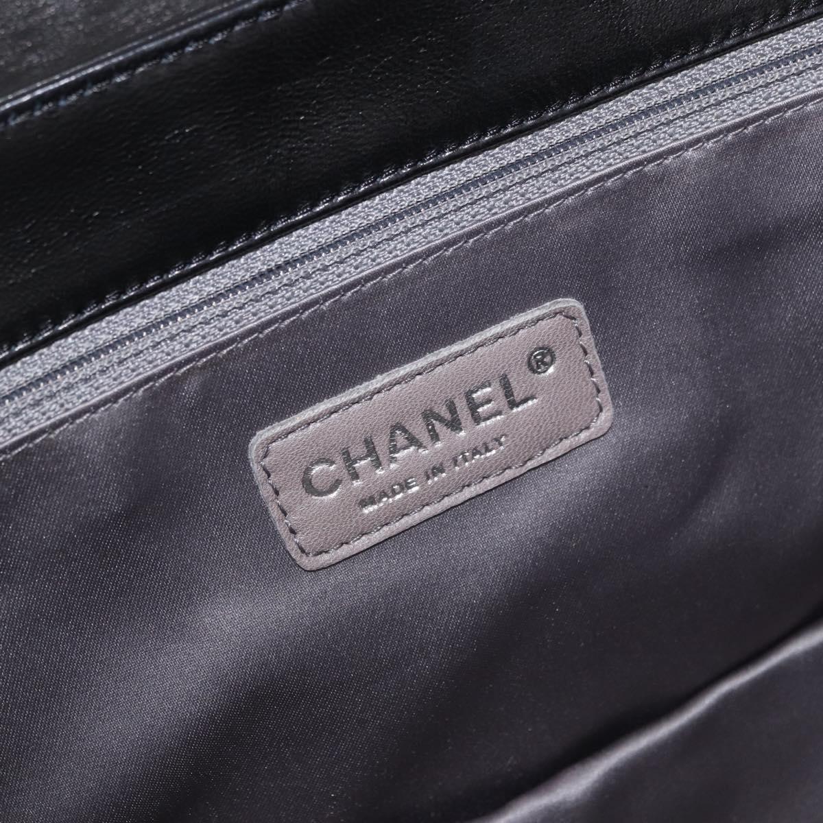 CHANEL Chain Matelasse Shoulder Bag Lamb Skin Black Silver CC Auth 184814SAV