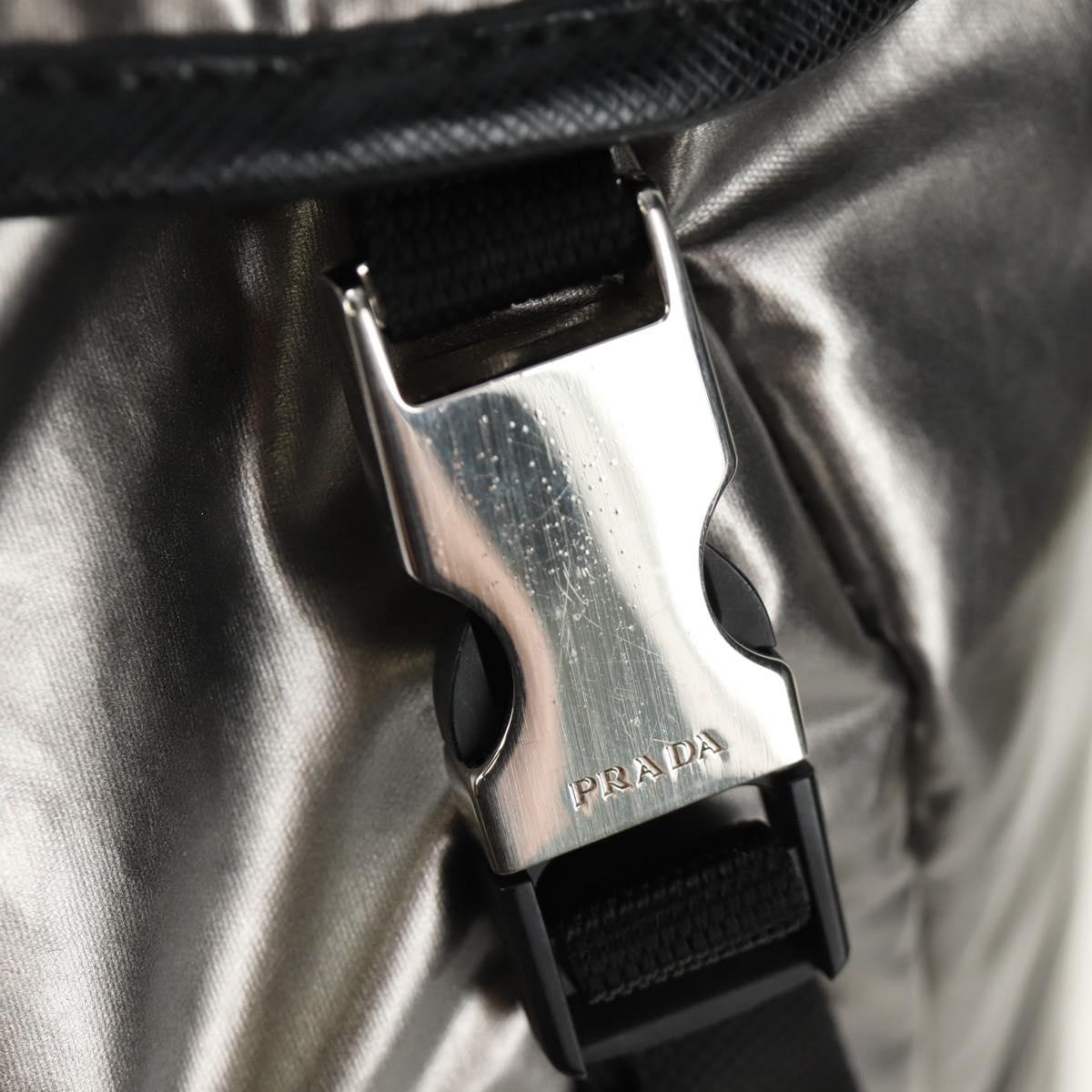 PRADA Backpack PVC Canvas Silver Auth 184815M