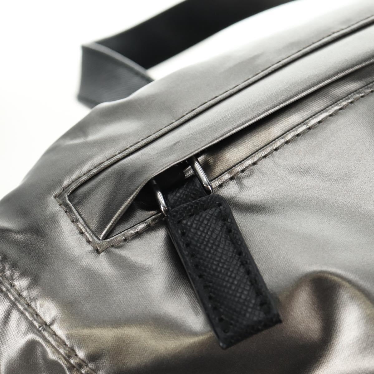 PRADA Backpack PVC Canvas Silver Auth 184815M