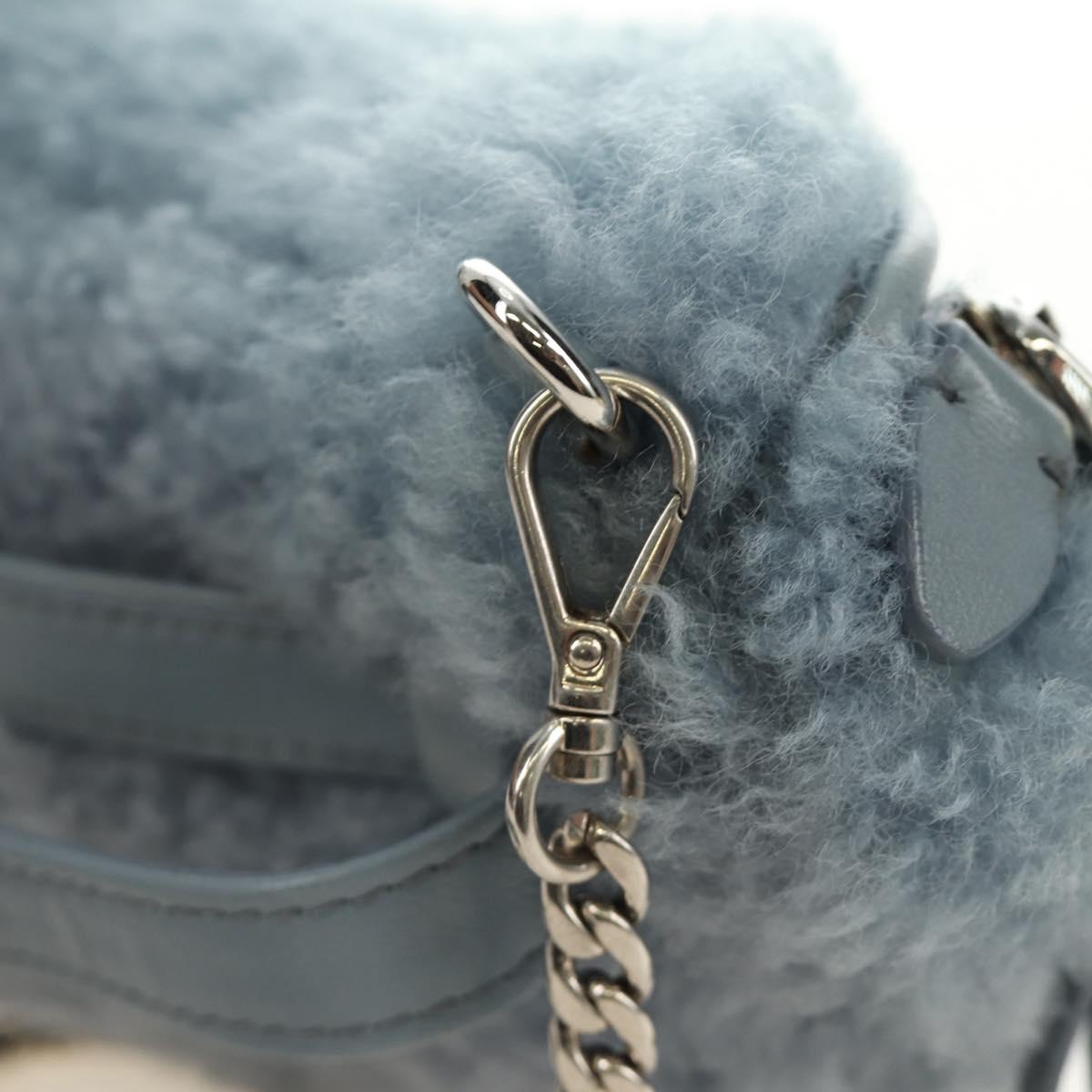 Miu Miu Chain Shoulder Bag fur Blue Silver Auth 184817M