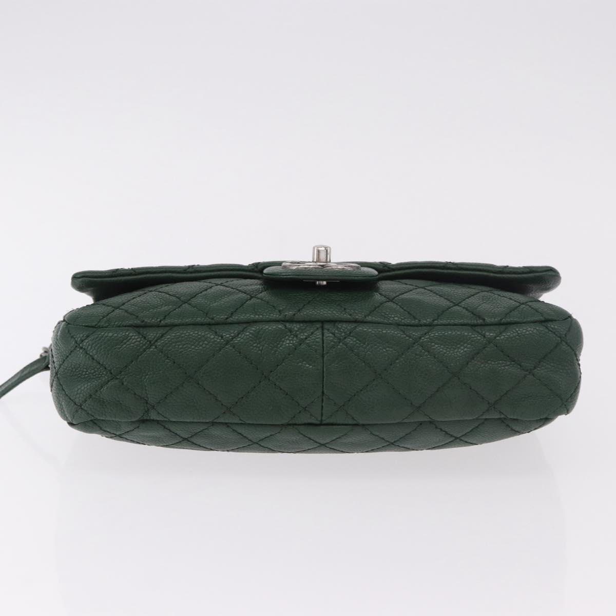 CHANEL Chain Matelasse 25 Shoulder Bag Caviar Skin Green CC Auth 184818SAV