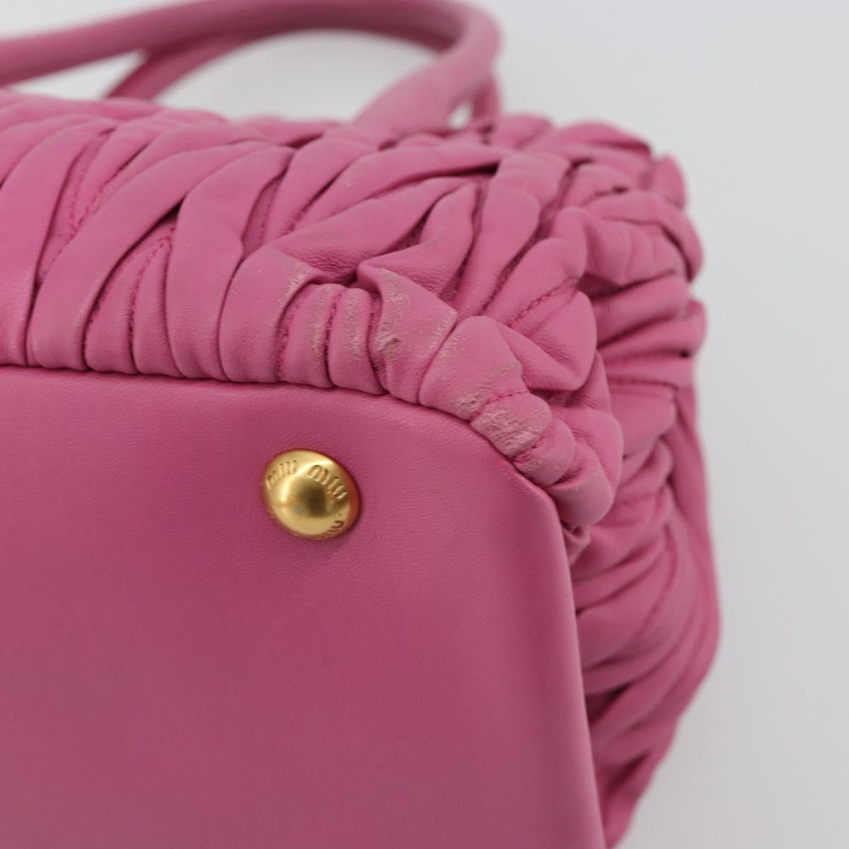 Miu Miu Matelasse Hand Bag Leather Pink Gold Auth 184819A
