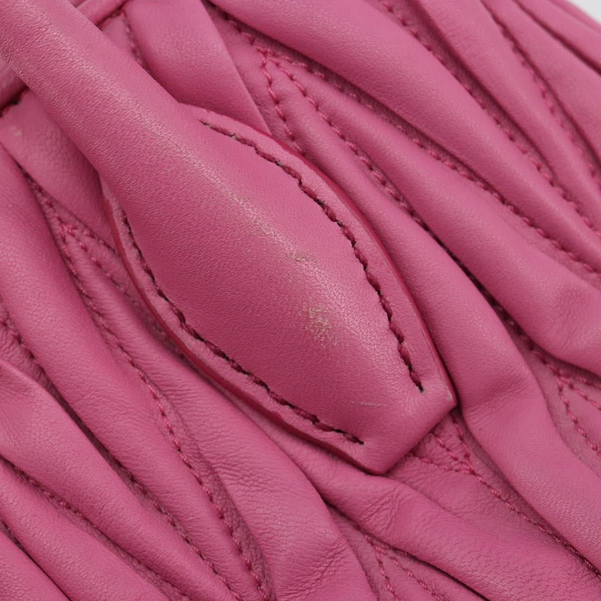 Miu Miu Matelasse Hand Bag Leather Pink Gold Auth 184819A
