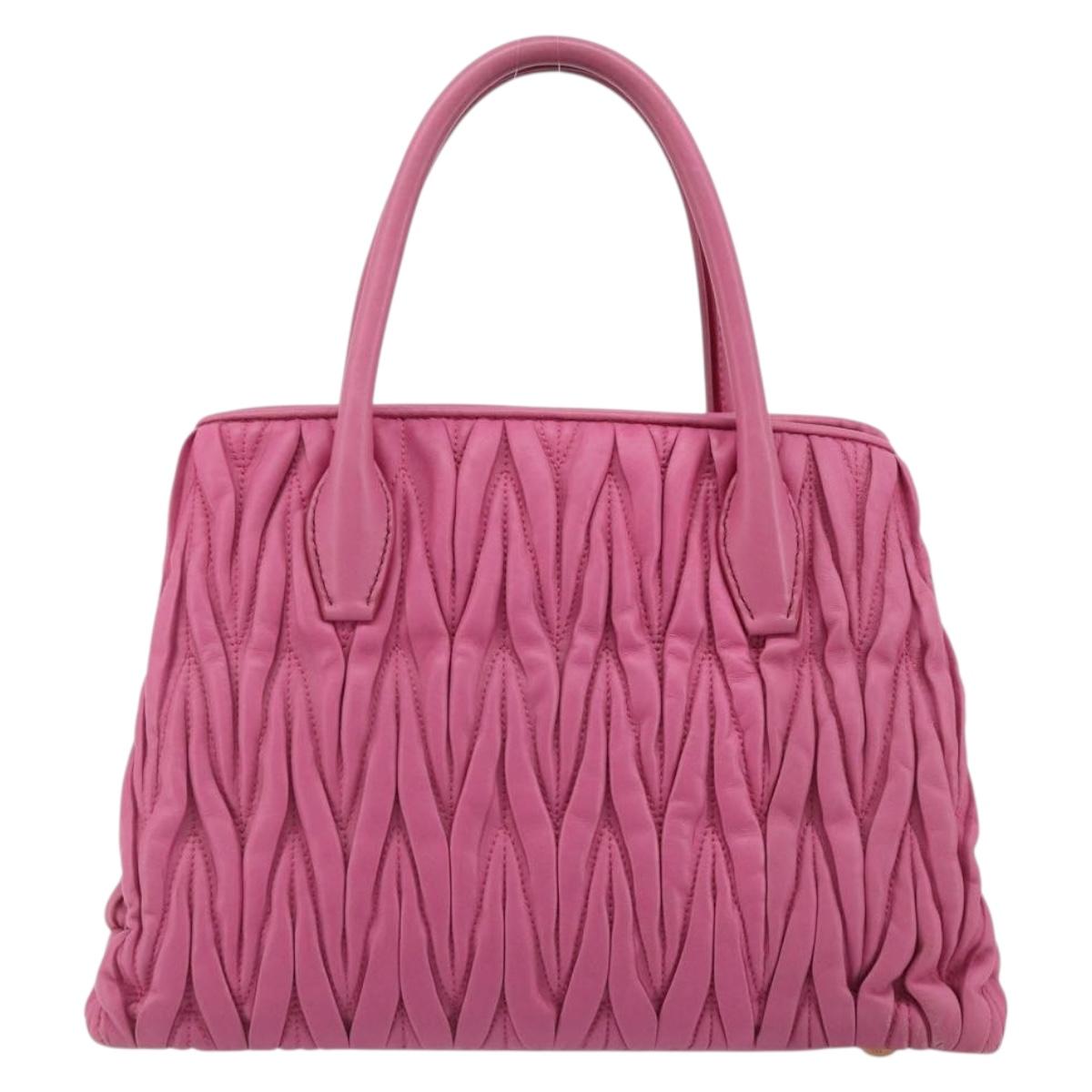 Miu Miu Matelasse Hand Bag Leather Pink Gold Auth 184819A