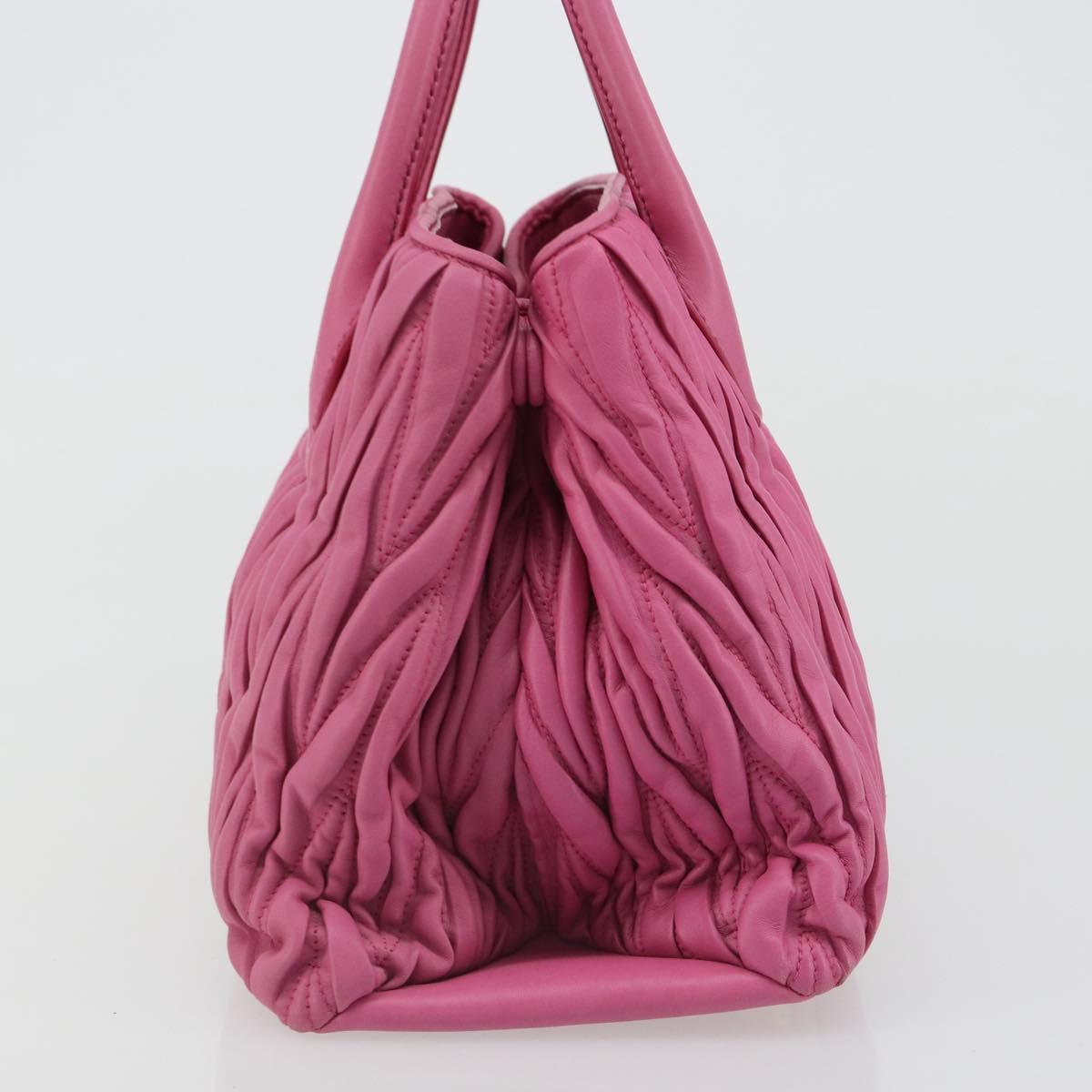 Miu Miu Matelasse Hand Bag Leather Pink Gold Auth 184819A