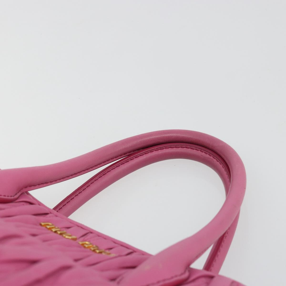 Miu Miu Matelasse Hand Bag Leather Pink Gold Auth 184819A