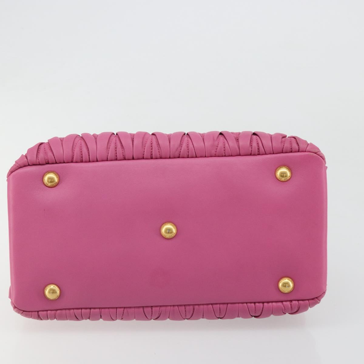 Miu Miu Matelasse Hand Bag Leather Pink Gold Auth 184819A