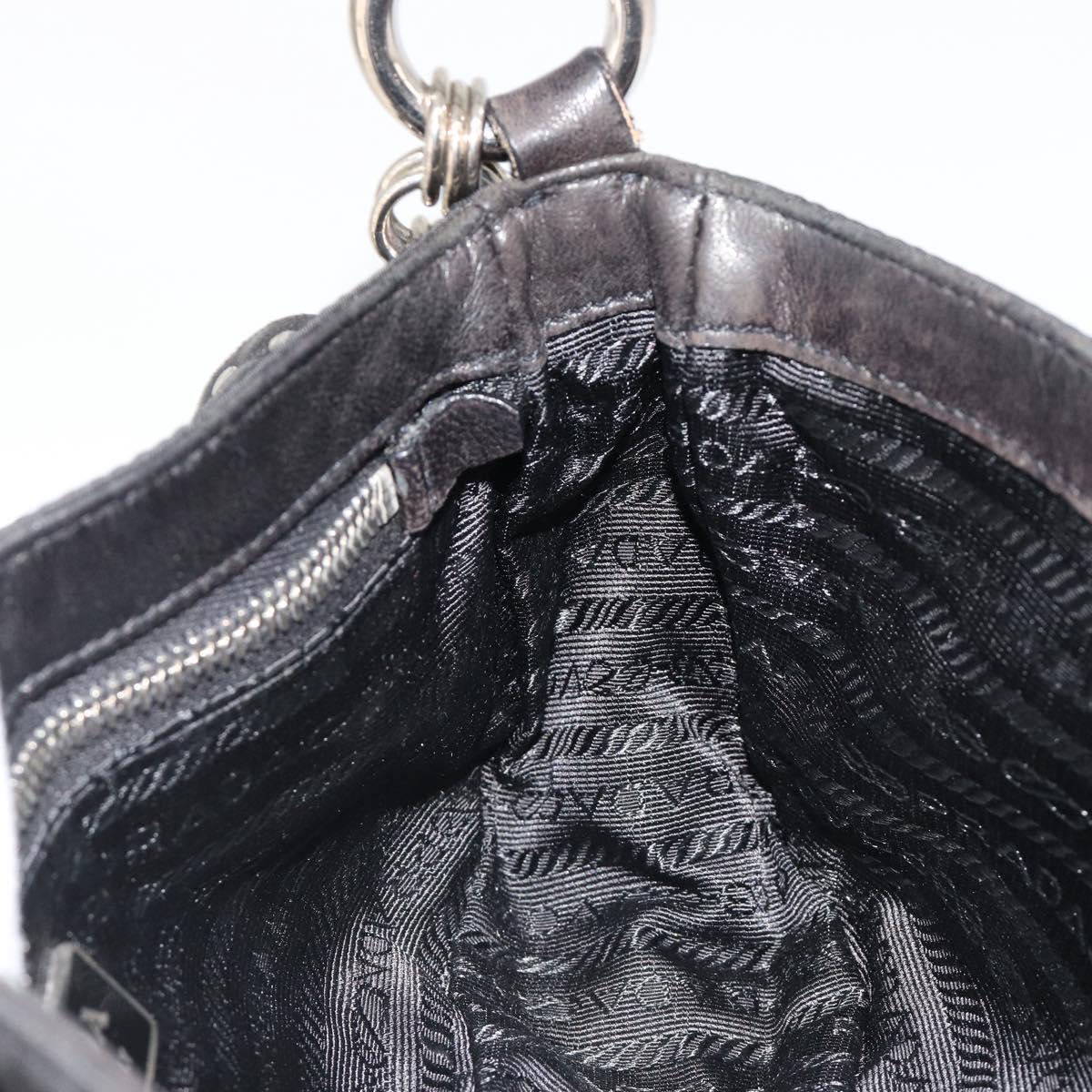 PRADA Chain Shoulder Bag Leather Black Silver Auth 184821V