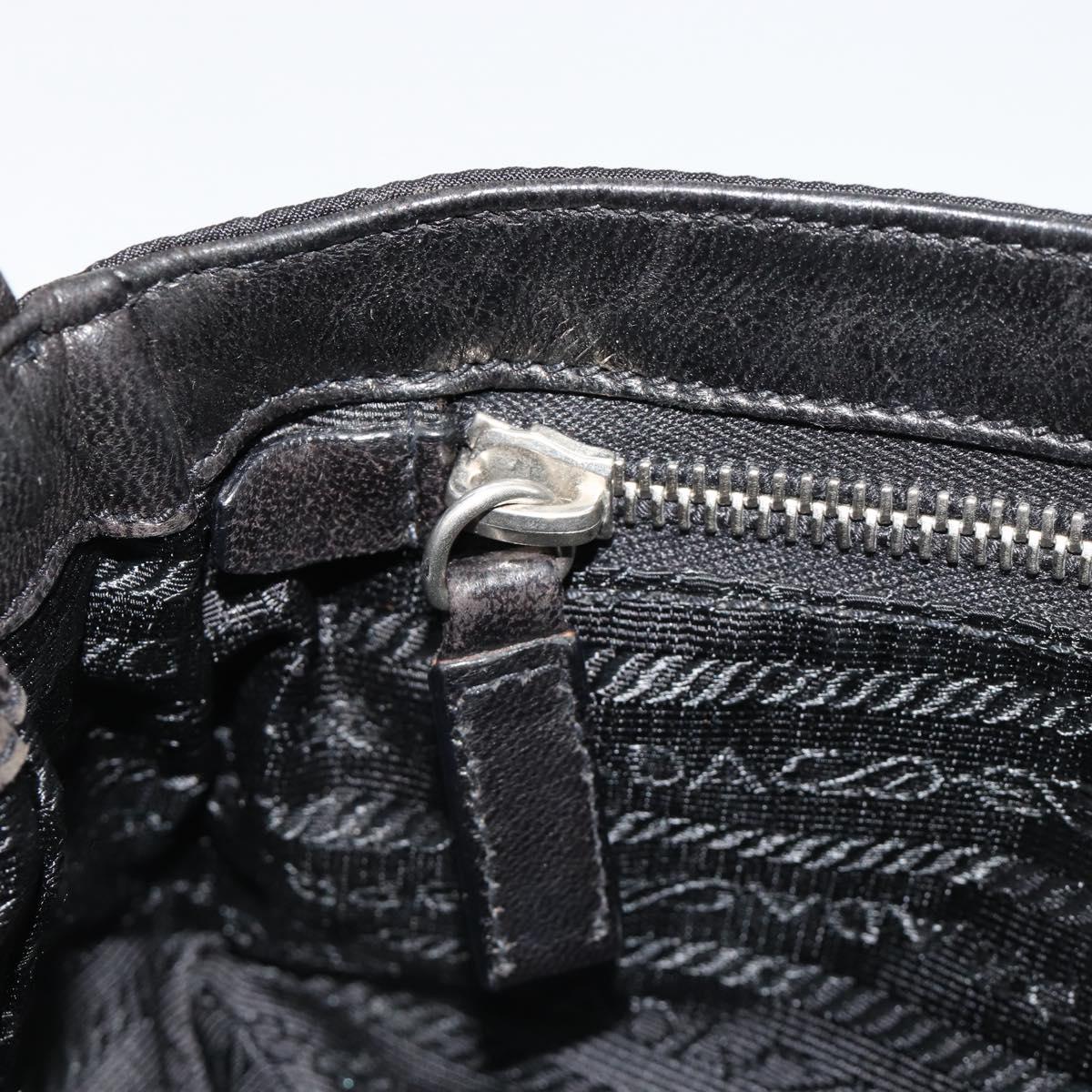 PRADA Chain Shoulder Bag Leather Black Silver Auth 184821V