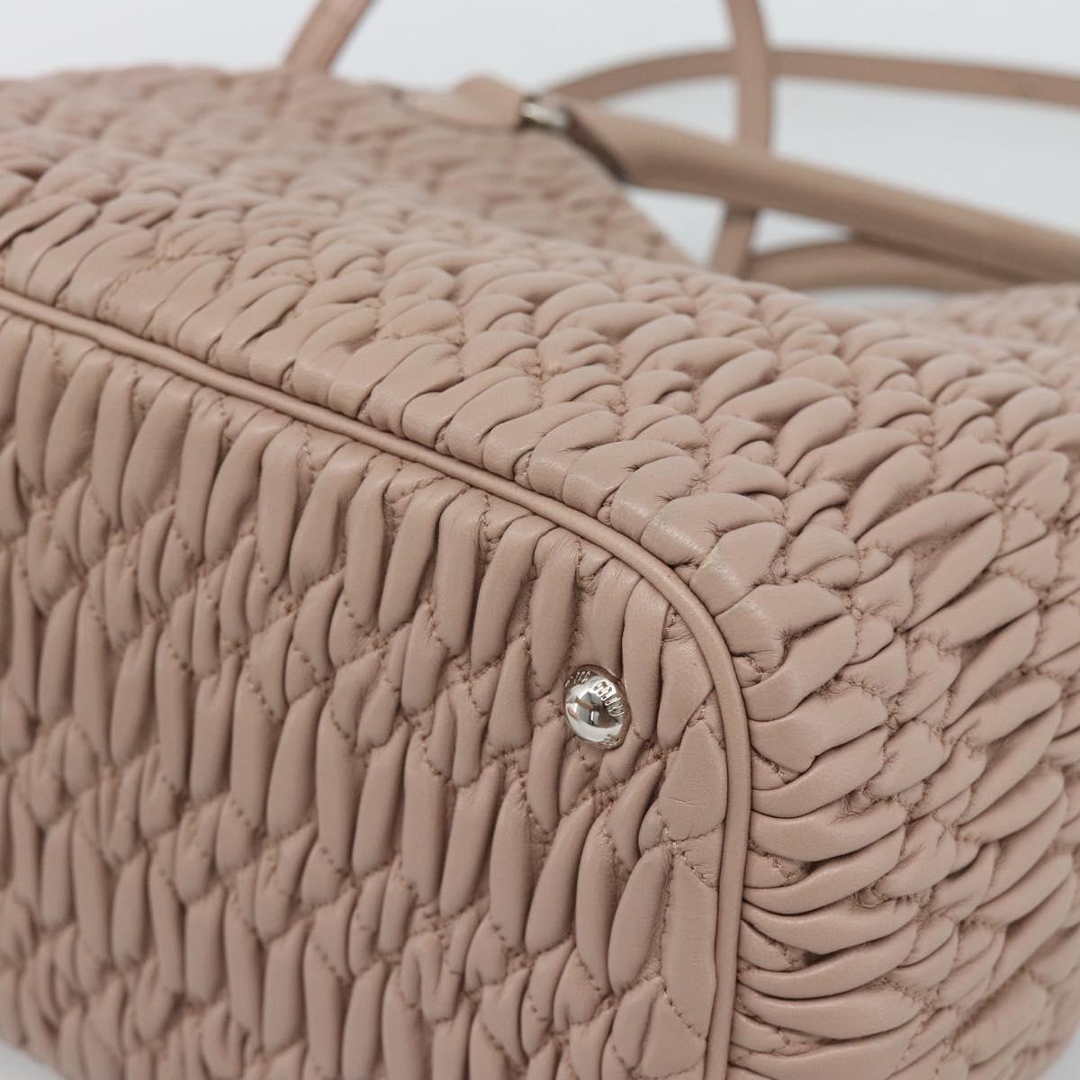 Miu Miu Matelasse Hand Bag Leather 2way Pink Silver Auth 184822SAM