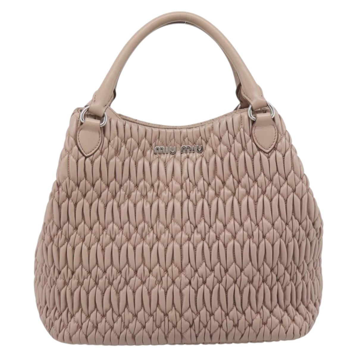 Miu Miu Matelasse Hand Bag Leather 2way Pink Silver Auth 184822SAM