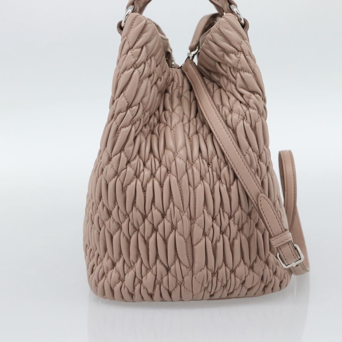 Miu Miu Matelasse Hand Bag Leather 2way Pink Silver Auth 184822SAM