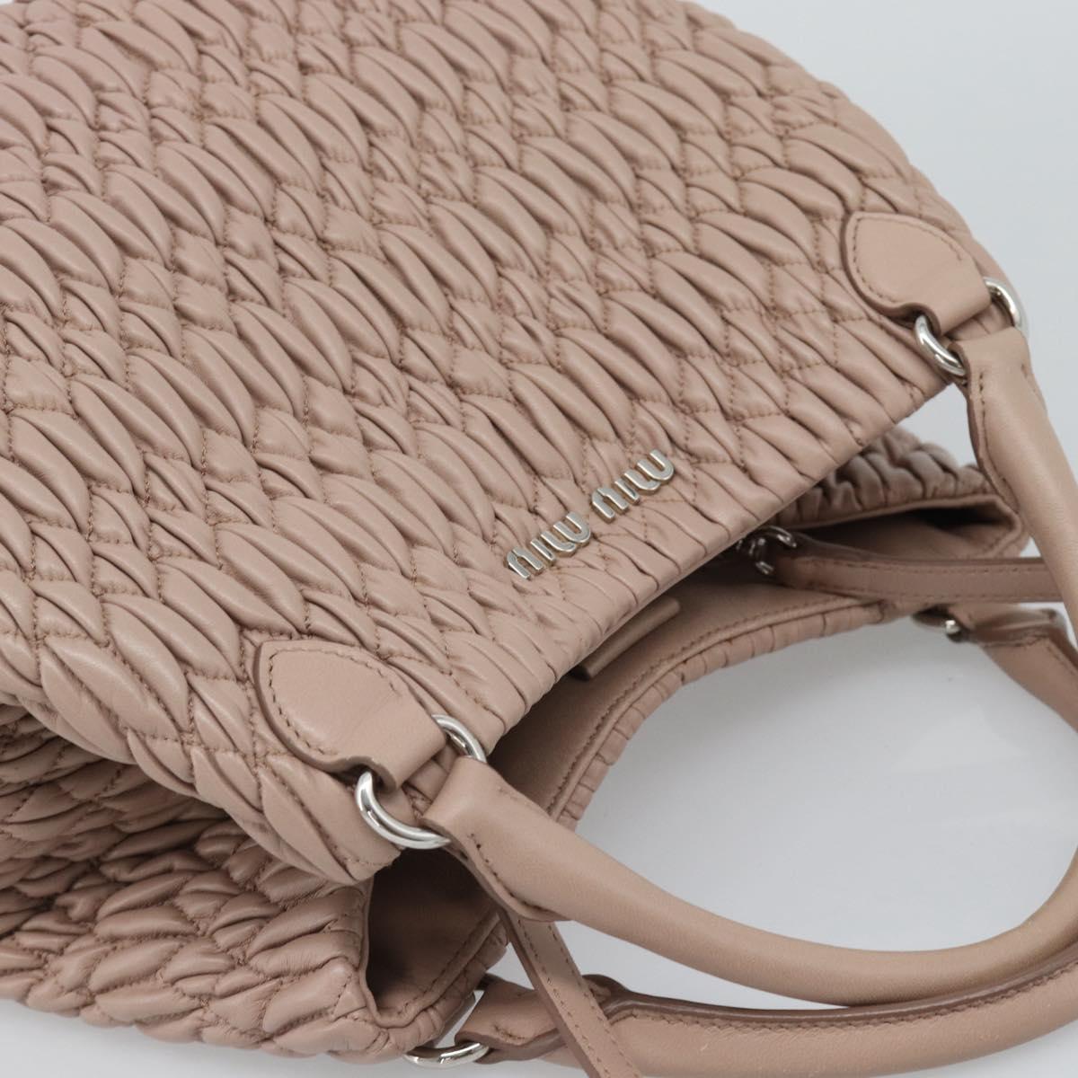Miu Miu Matelasse Hand Bag Leather 2way Pink Silver Auth 184822SAM