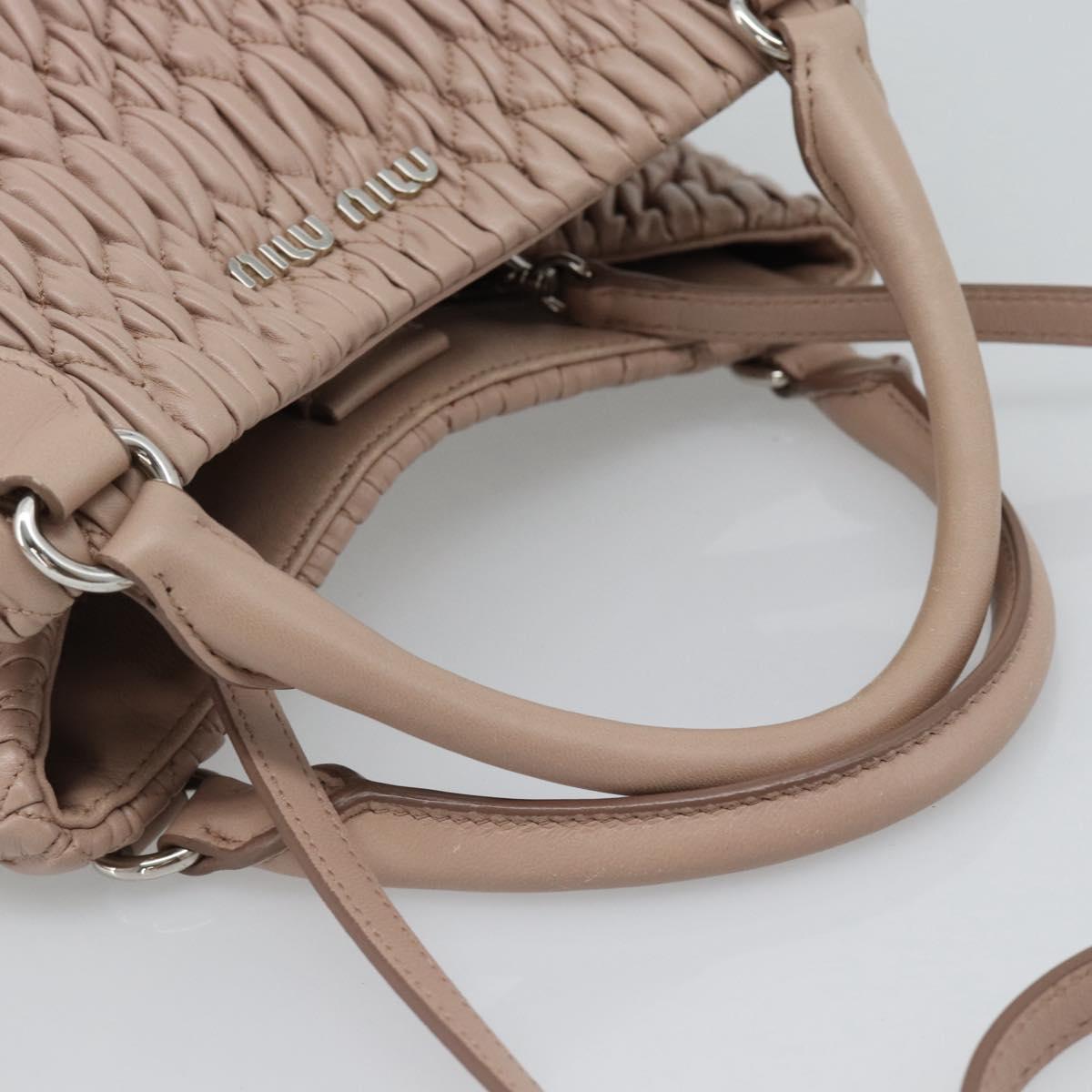 Miu Miu Matelasse Hand Bag Leather 2way Pink Silver Auth 184822SAM