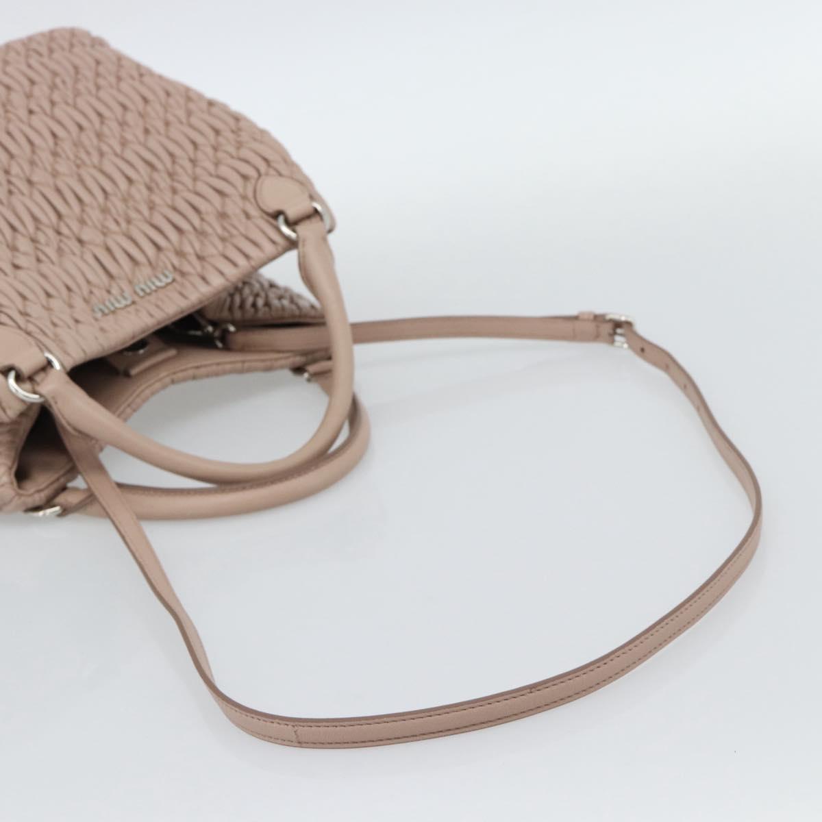 Miu Miu Matelasse Hand Bag Leather 2way Pink Silver Auth 184822SAM