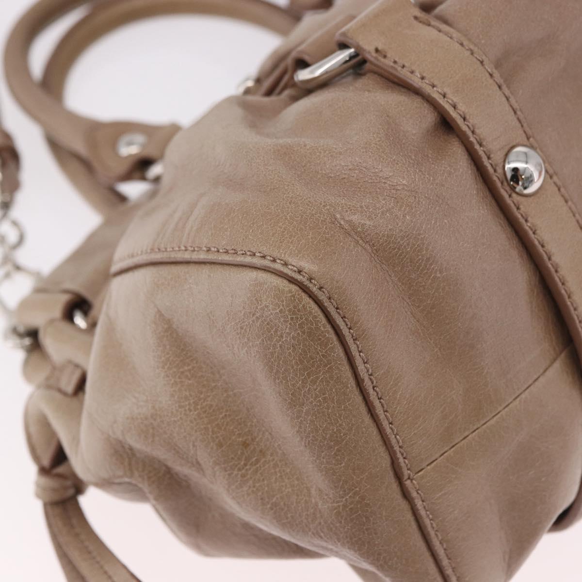 Miu Miu Hand Bag Leather 2way Beige Silver Auth 184823SAM