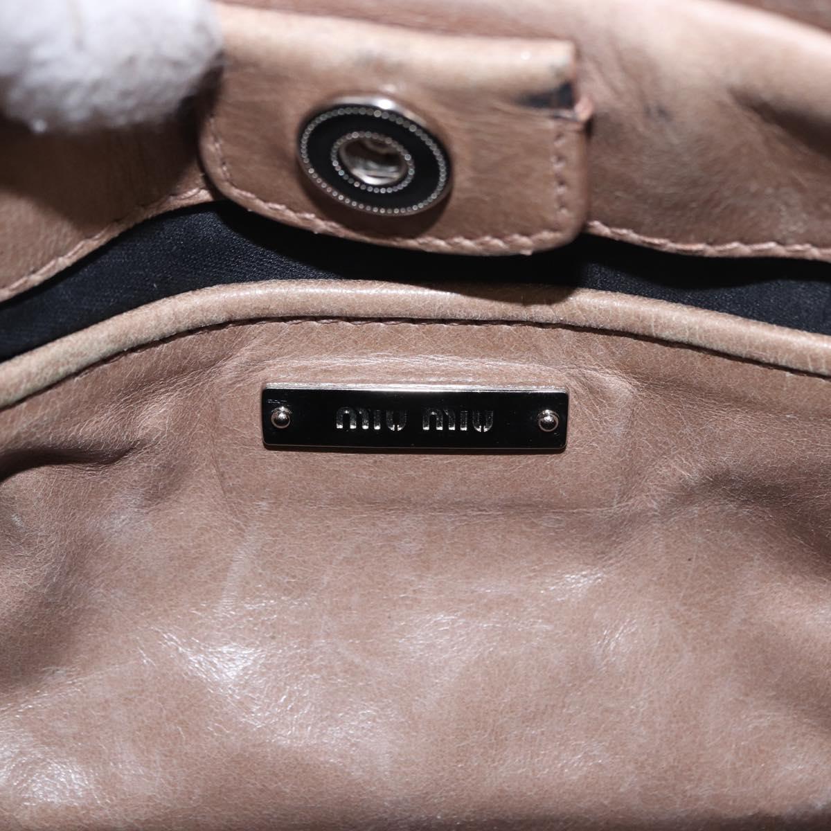 Miu Miu Hand Bag Leather 2way Beige Silver Auth 184823SAM