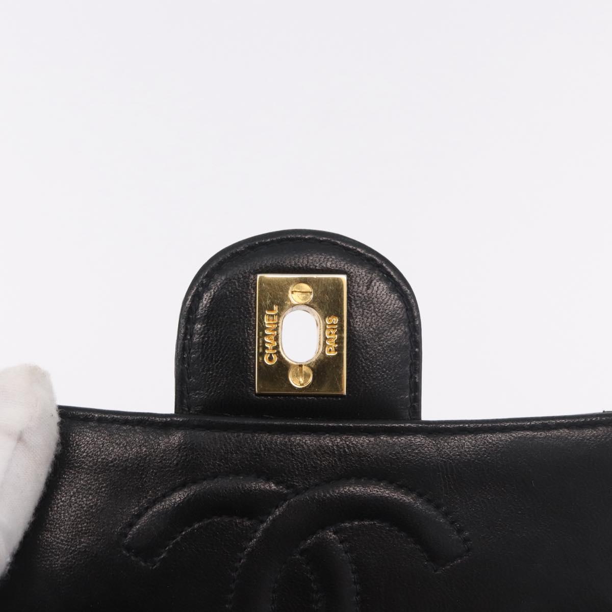 CHANEL Mini Matelasse 17 Chain Bag Patent leather Black Gold CC Auth 184825V