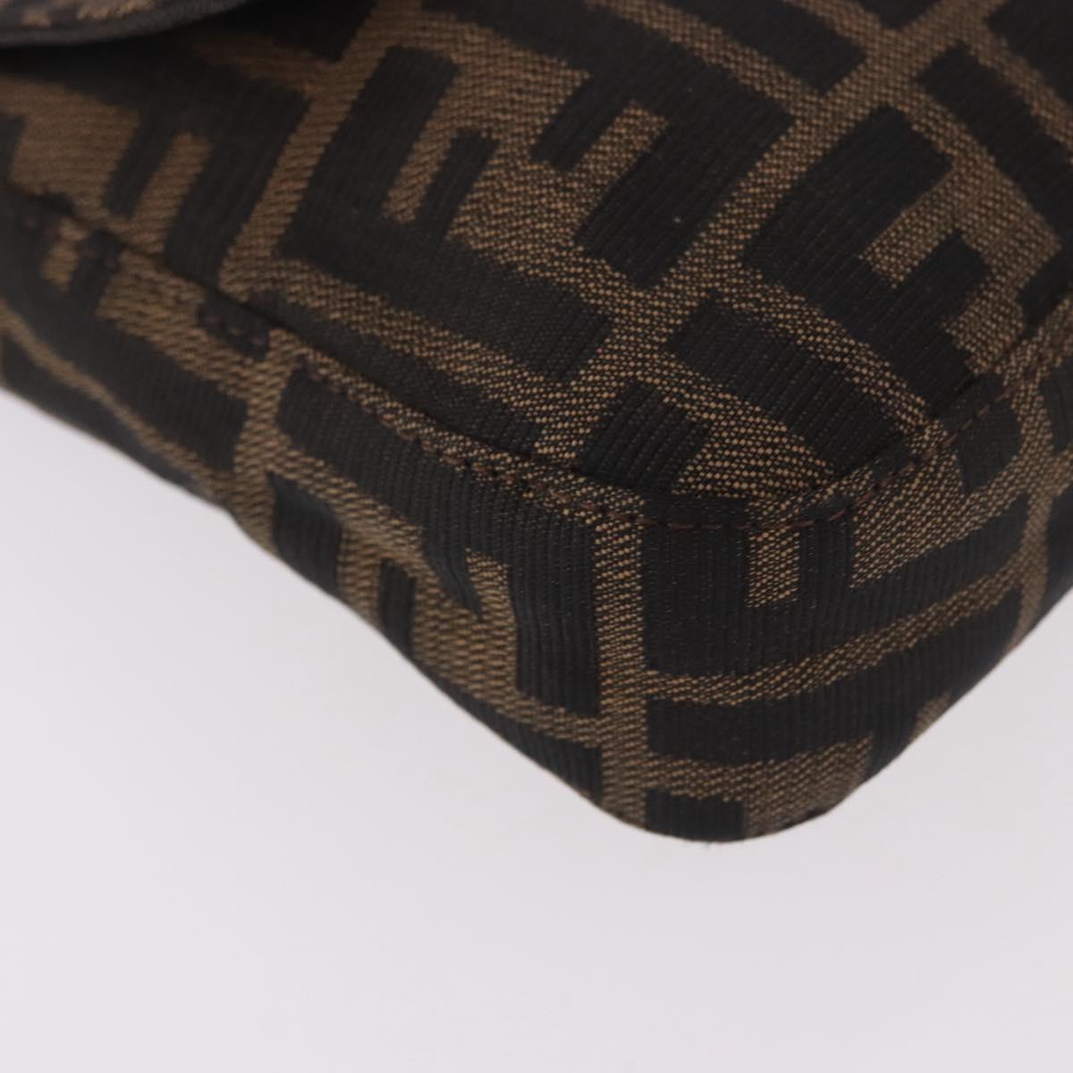 FENDI Zucca Canvas Mamma Baguette Shoulder Bag Black Brown Auth 184826M