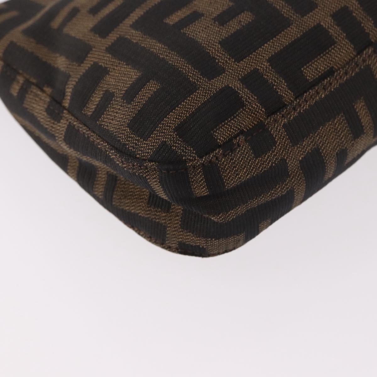 FENDI Zucca Canvas Mamma Baguette Shoulder Bag Black Brown Auth 184826M