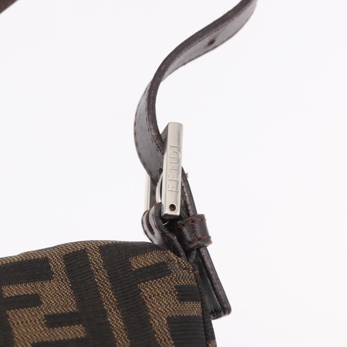 FENDI Zucca Canvas Mamma Baguette Shoulder Bag Black Brown Auth 184826M