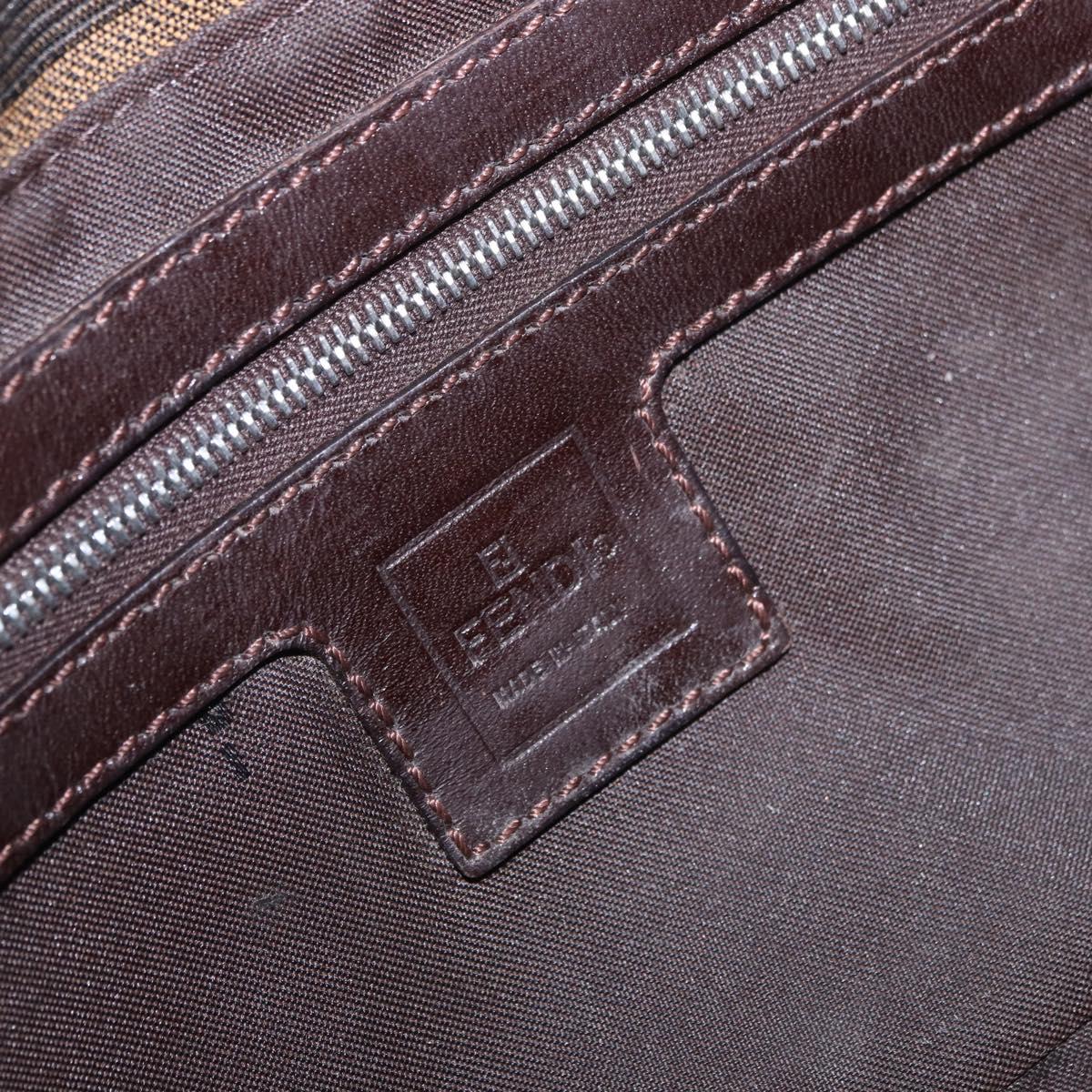 FENDI Zucca Canvas Mamma Baguette Shoulder Bag Black Brown Auth 184826M