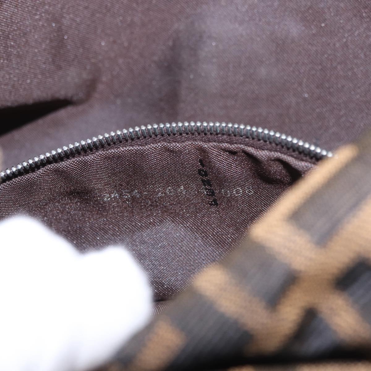 FENDI Zucca Canvas Mamma Baguette Shoulder Bag Black Brown Auth 184826M