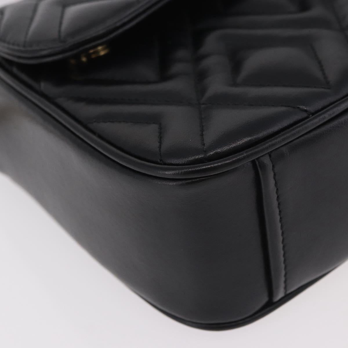 Miu Miu Matelasse Chain Shoulder Bag Leather Black Gold Auth 184827SAV