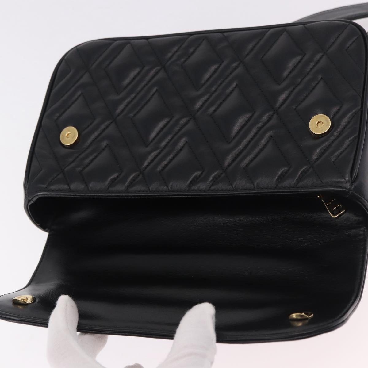 Miu Miu Matelasse Chain Shoulder Bag Leather Black Gold Auth 184827SAV