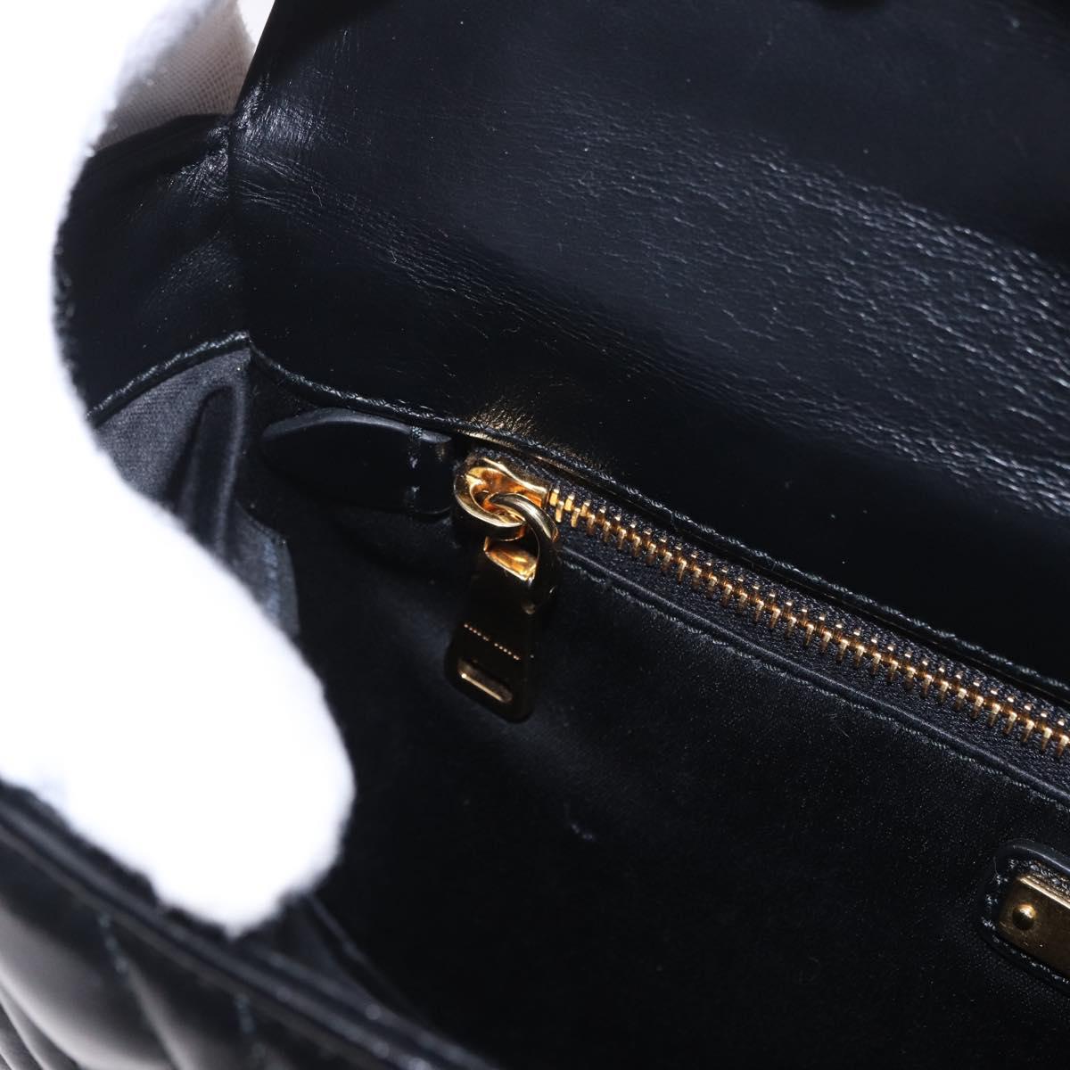 Miu Miu Matelasse Chain Shoulder Bag Leather Black Gold Auth 184827SAV