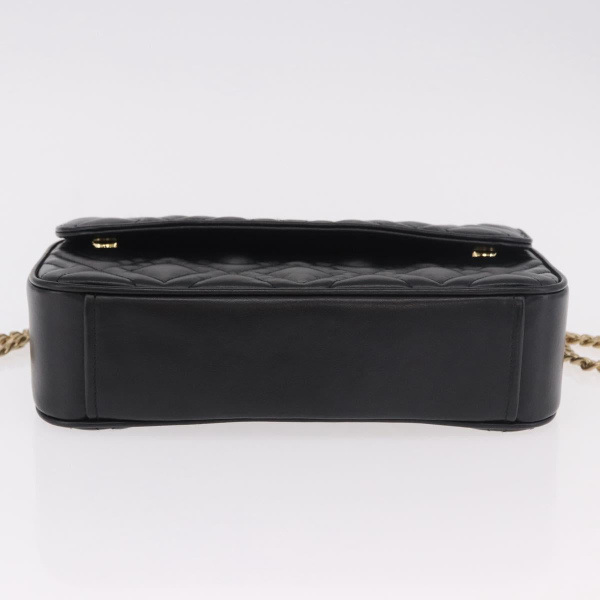 Miu Miu Matelasse Chain Shoulder Bag Leather Black Gold Auth 184827SAV