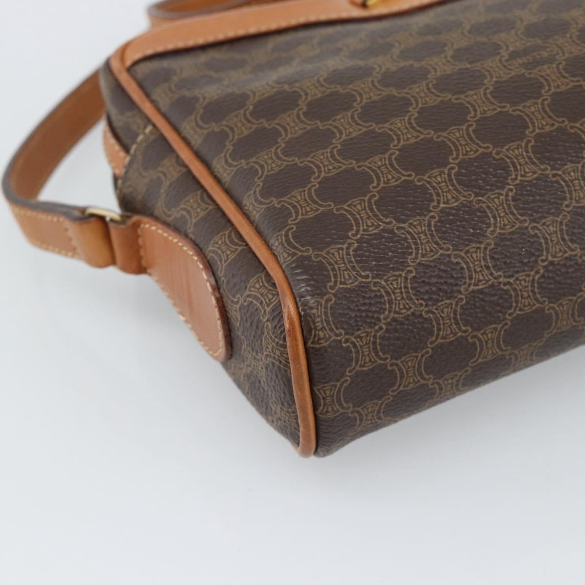 CELINE Macadam Canvas Shoulder Bag PVC Leather Brown Gold Auth 184838