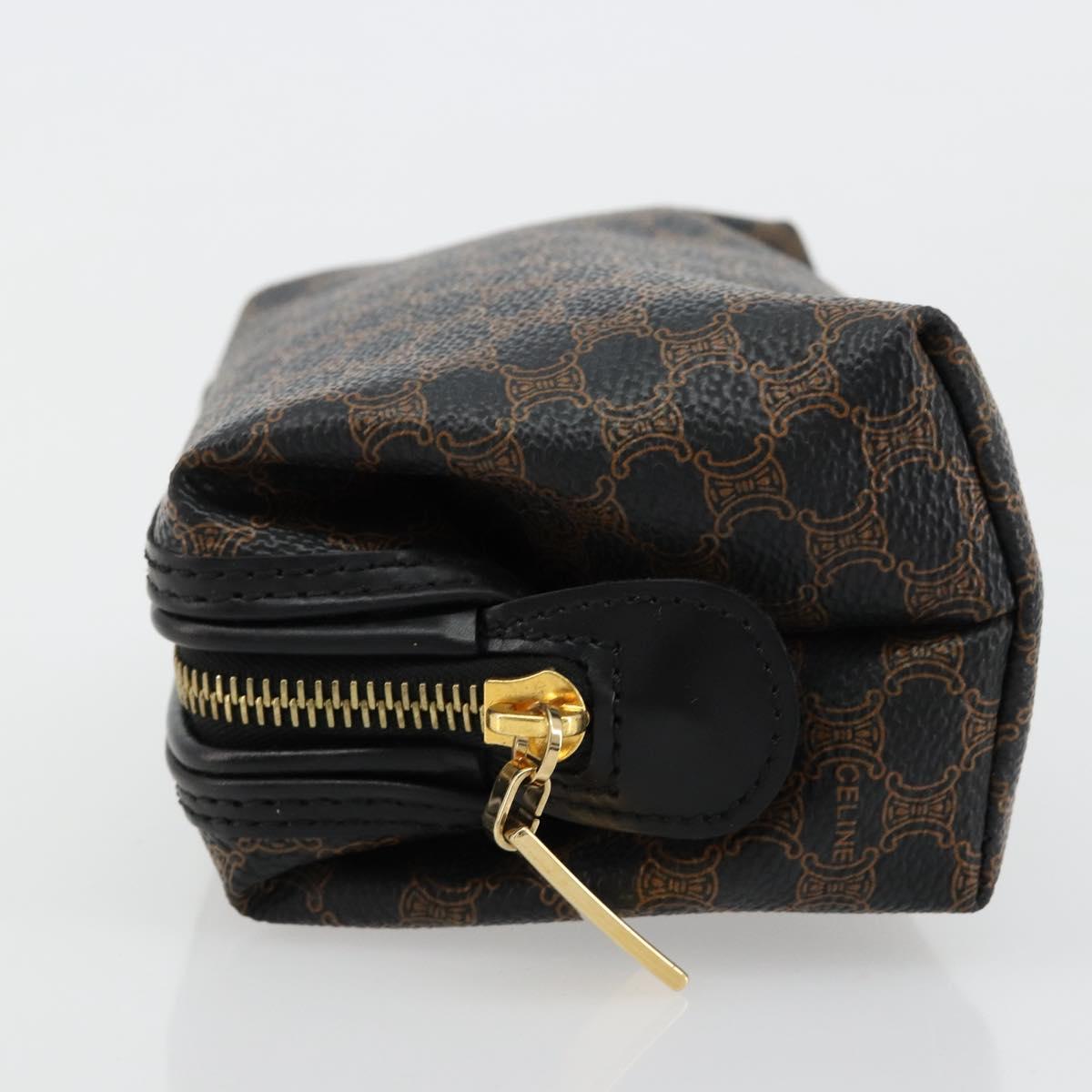 CELINE Macadam Canvas Pouch PVC Leather Black Gold Auth 184839A