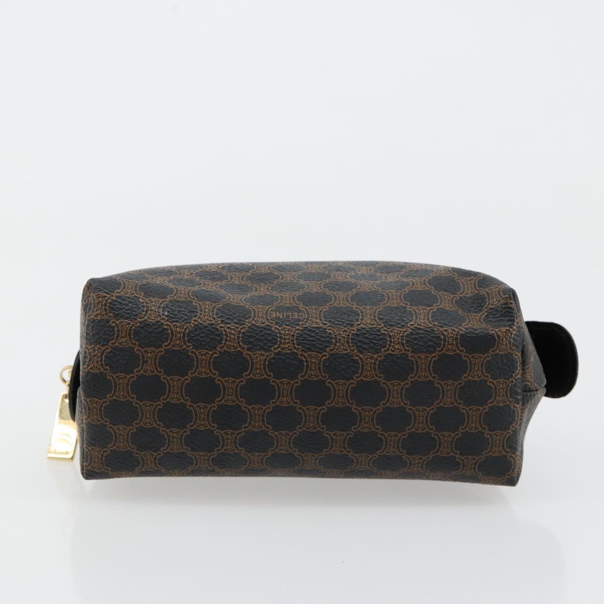 CELINE Macadam Canvas Pouch PVC Leather Black Gold Auth 184839A