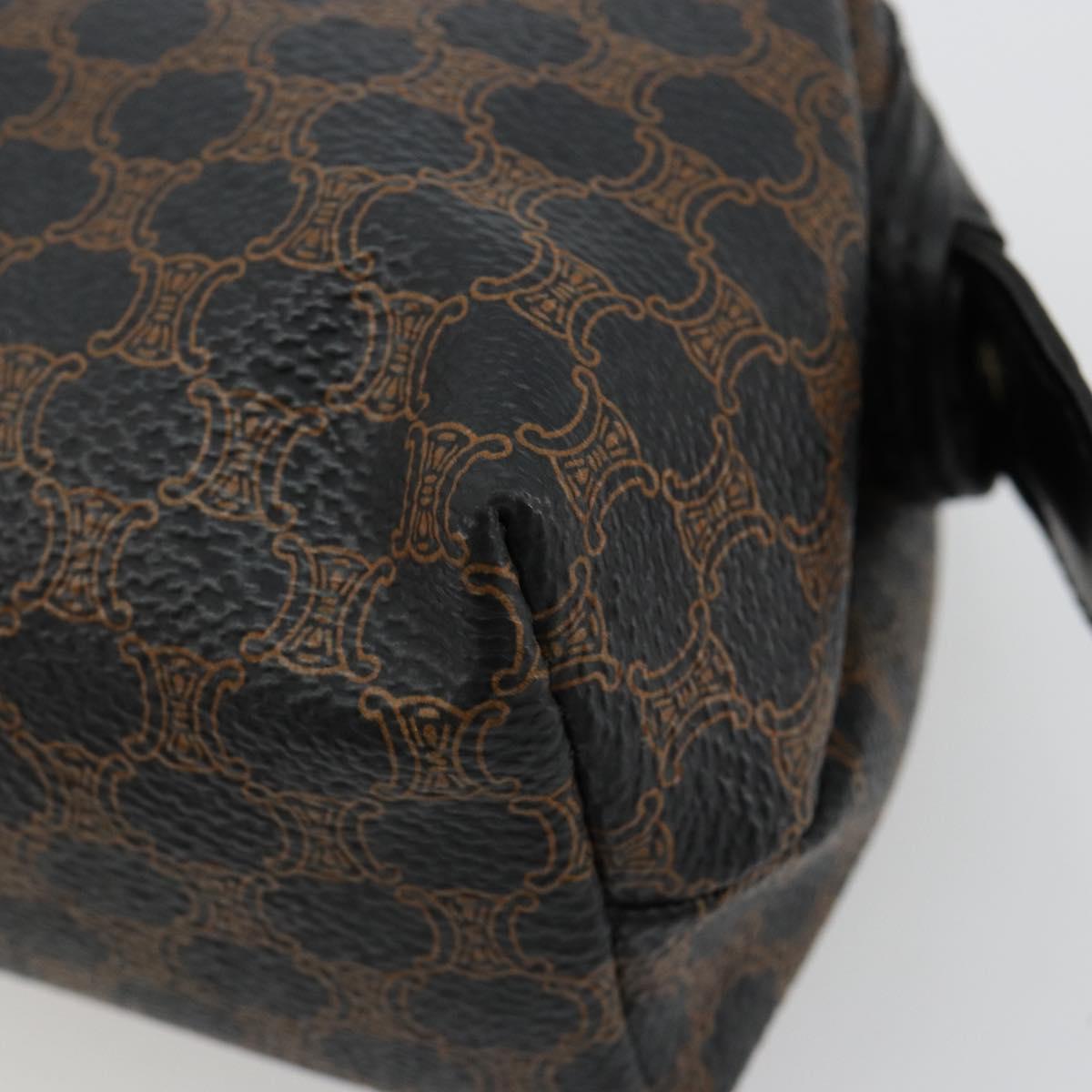 CELINE Macadam Canvas Pouch PVC Leather Black Gold Auth 184839A