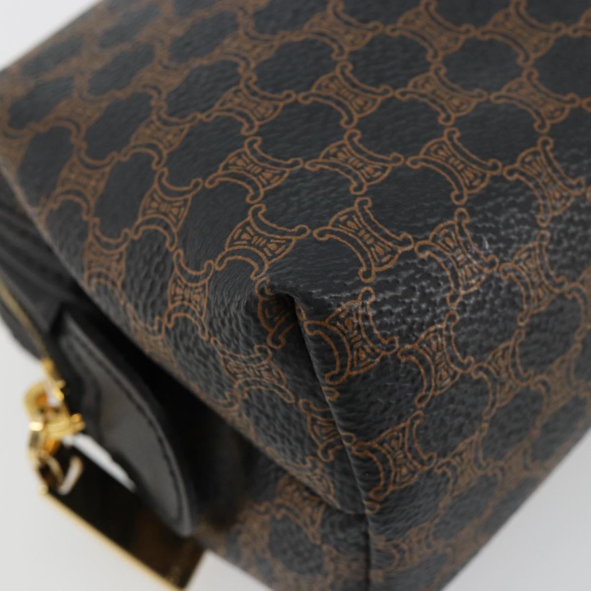 CELINE Macadam Canvas Pouch PVC Leather Black Gold Auth 184839A