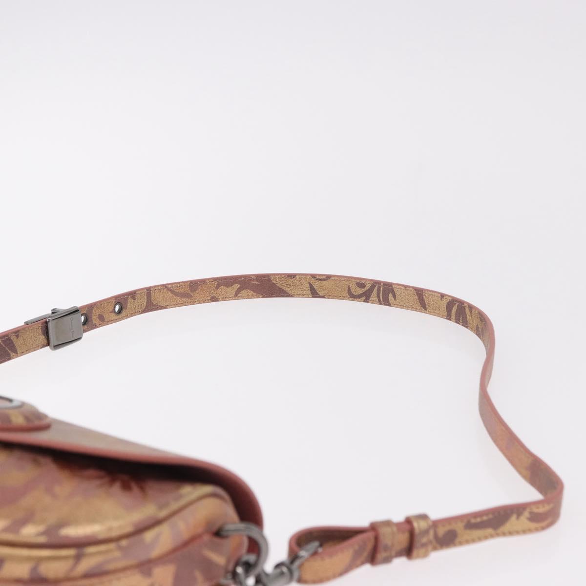 Christian Dior BOBBY EAST-WEST Shoulder Bag Leather Bronze Silver Auth 184842SM