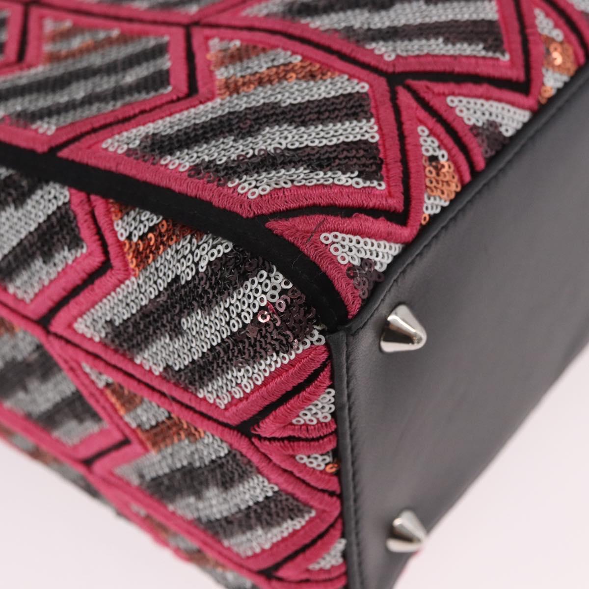 Christian Dior Canage Lady Dior Tote Bag Sequin 2way Pink Silver Auth 184845SM