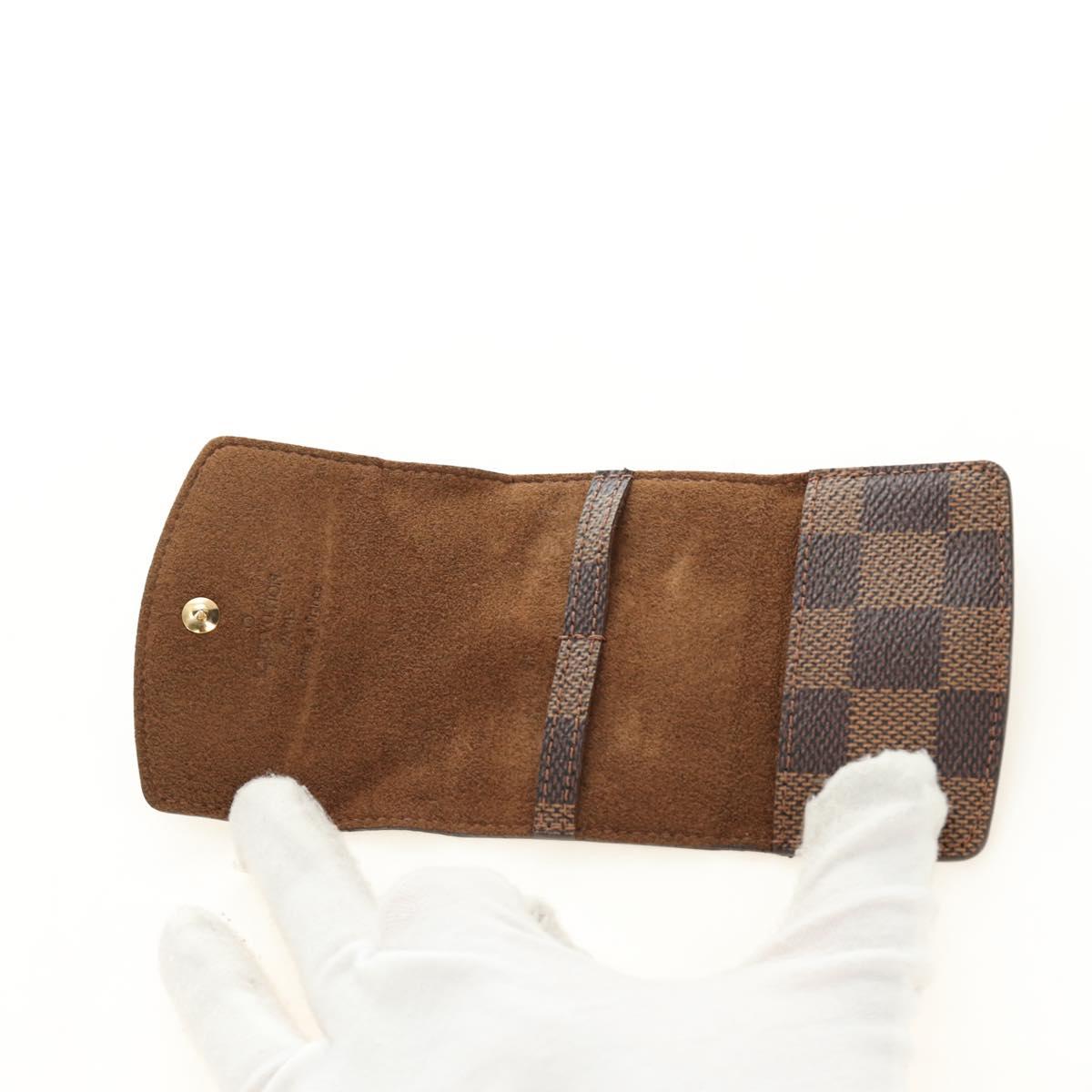 LOUIS VUITTON Damier Ebene Buton de Manchette Cuffs Gold Tone LV Auth 184847V
