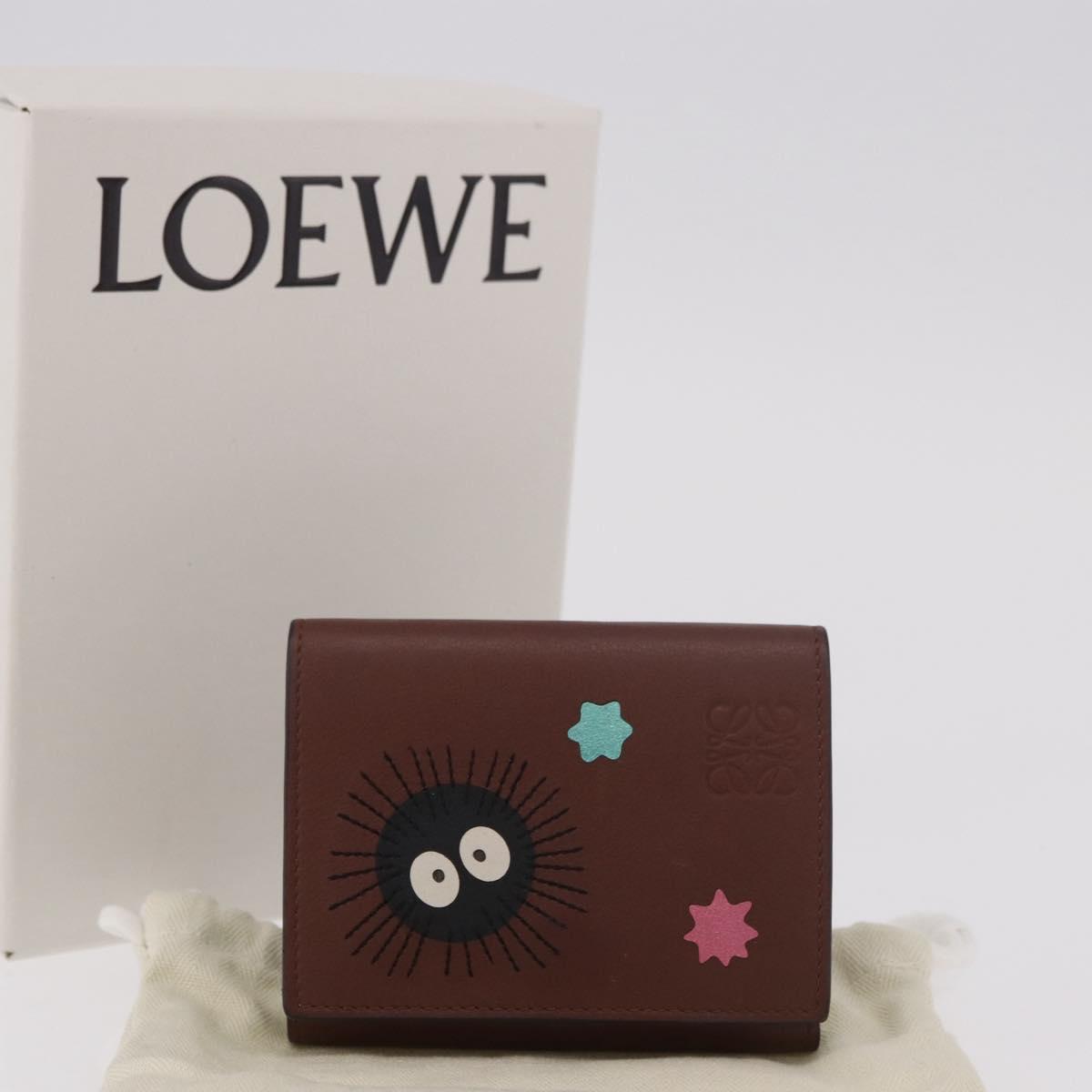 LOEWE Studio Ghibli Collaboration Compact Wallet Leather Brown Auth 184848SM