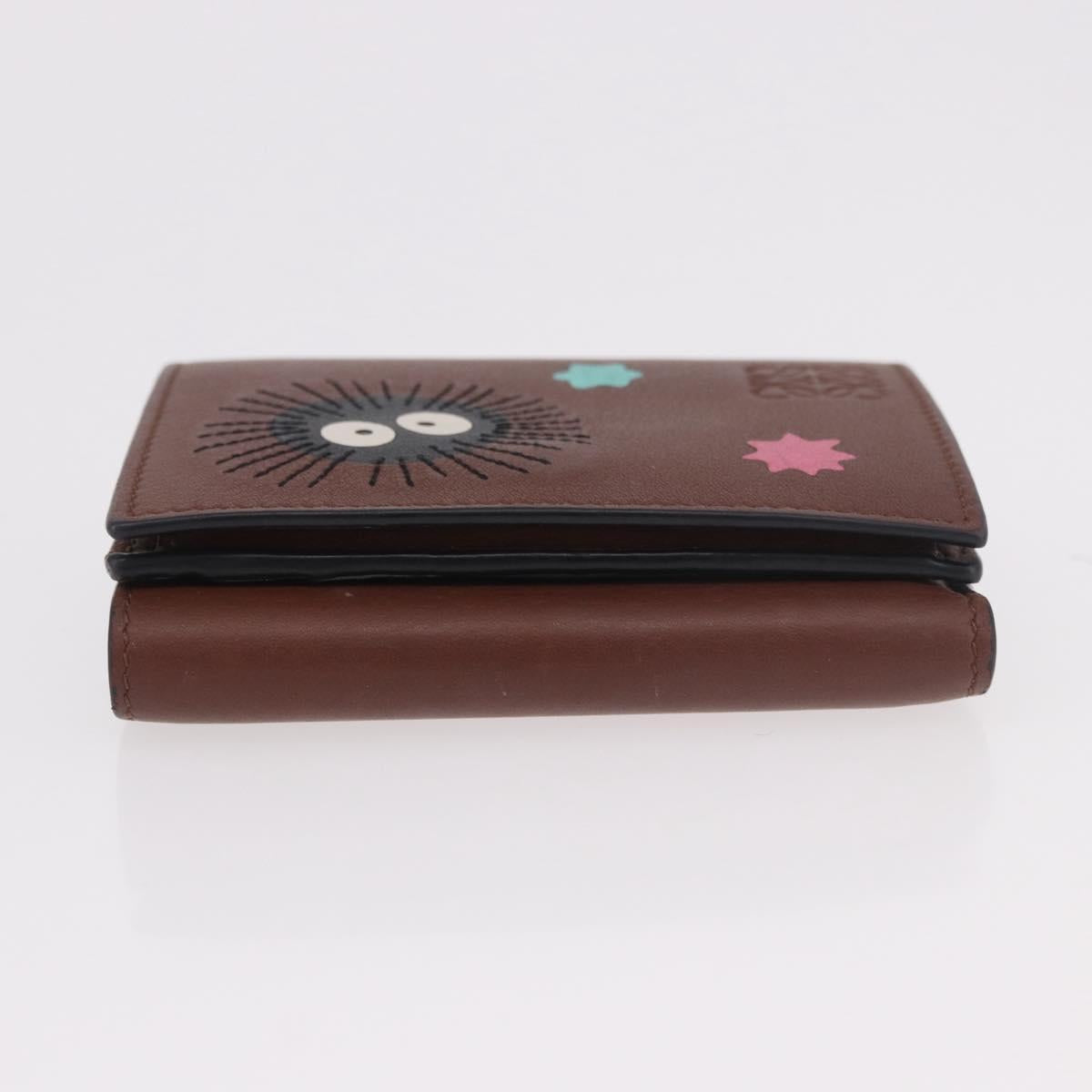 LOEWE Studio Ghibli Collaboration Compact Wallet Leather Brown Auth 184848SM