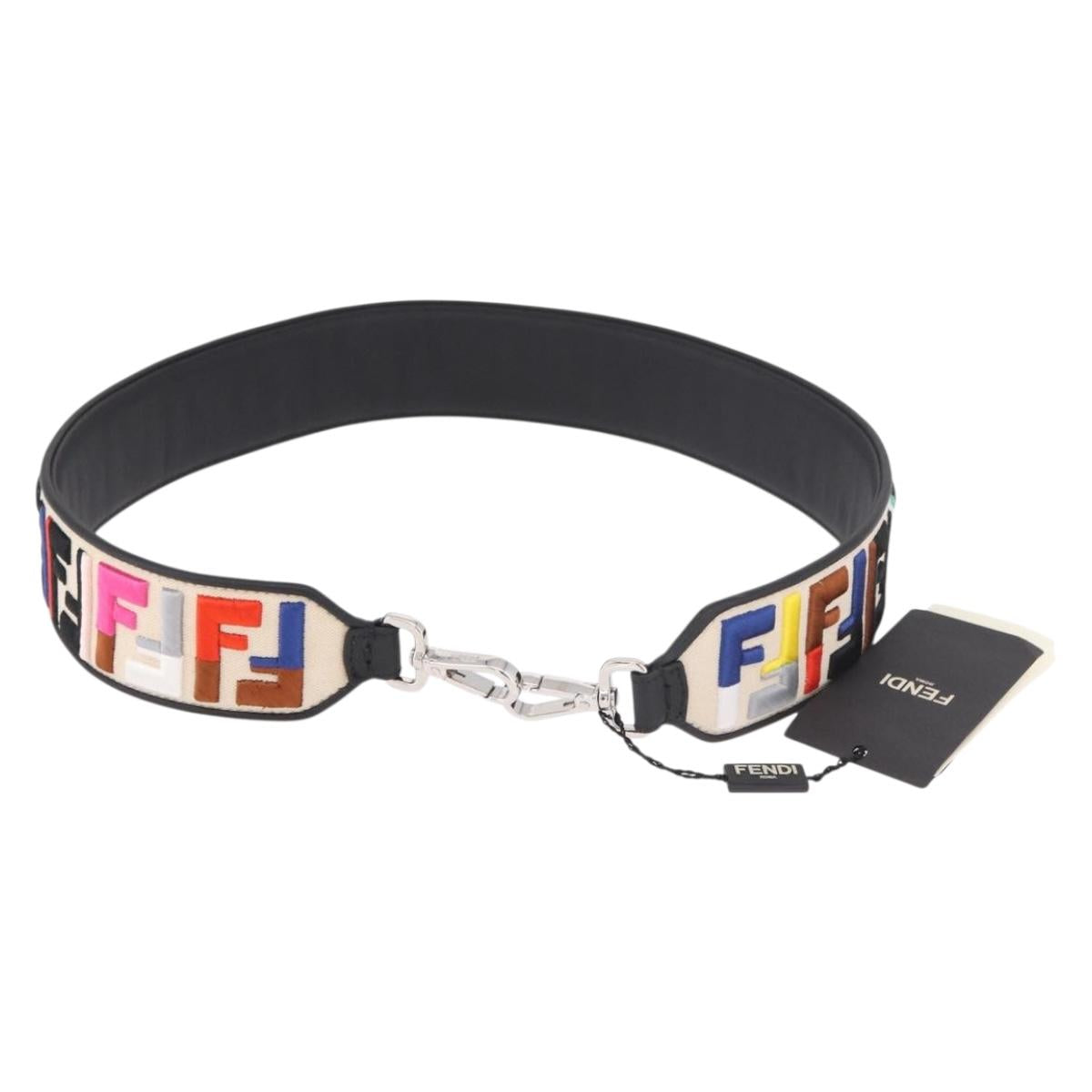 FENDI Zucca Canvas Shoulder Strap Multicolor Silver Auth 184849M