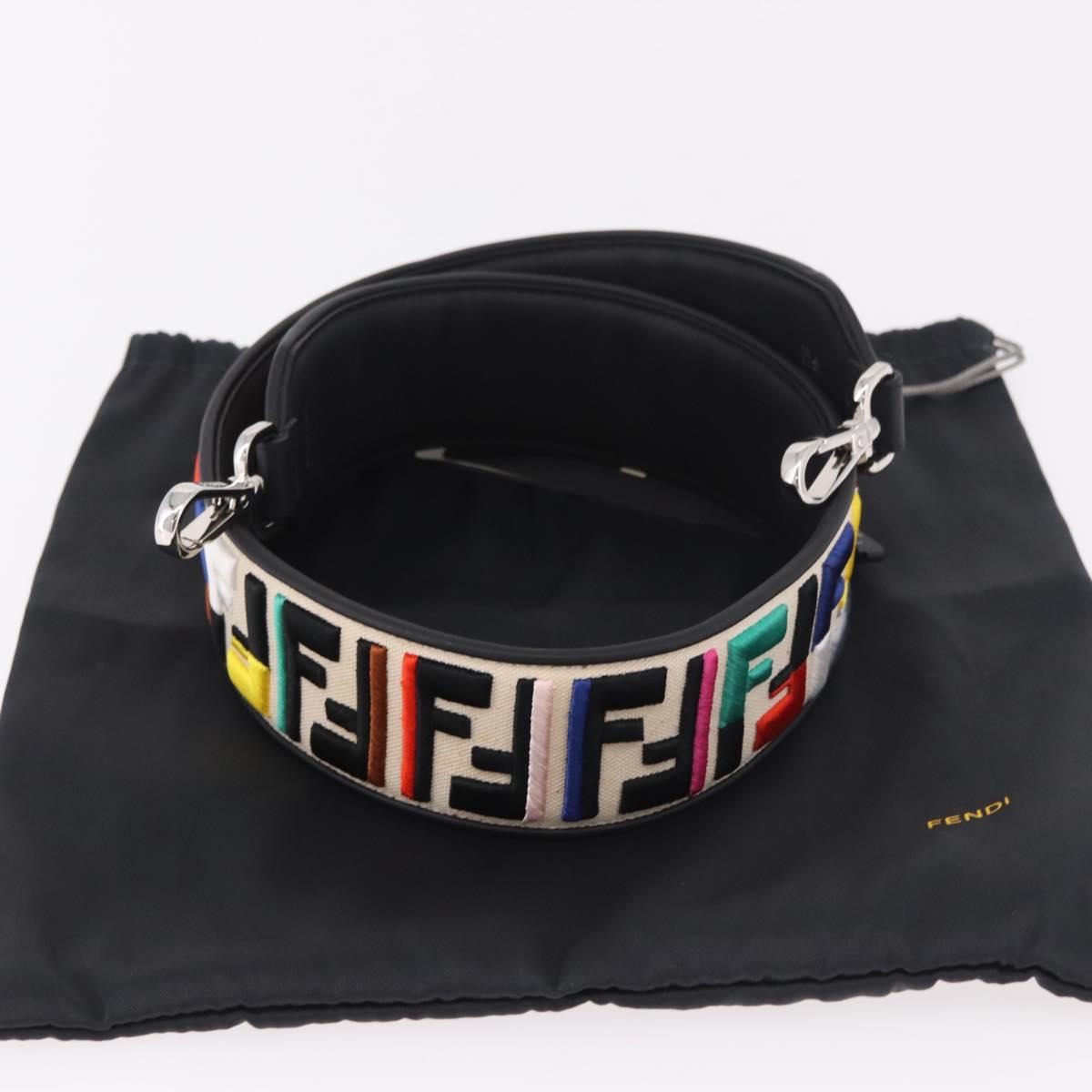 FENDI Zucca Canvas Shoulder Strap Multicolor Silver Auth 184849M