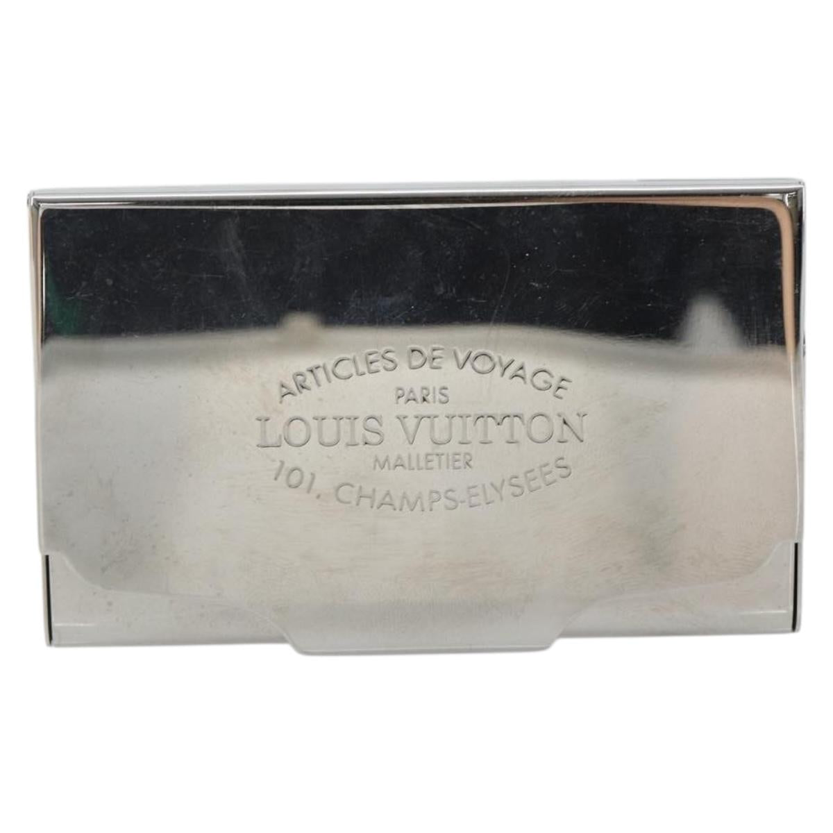 LOUIS VUITTON Porte Cartes Voyage Card Case metal Silver M66175 LV Auth 184851